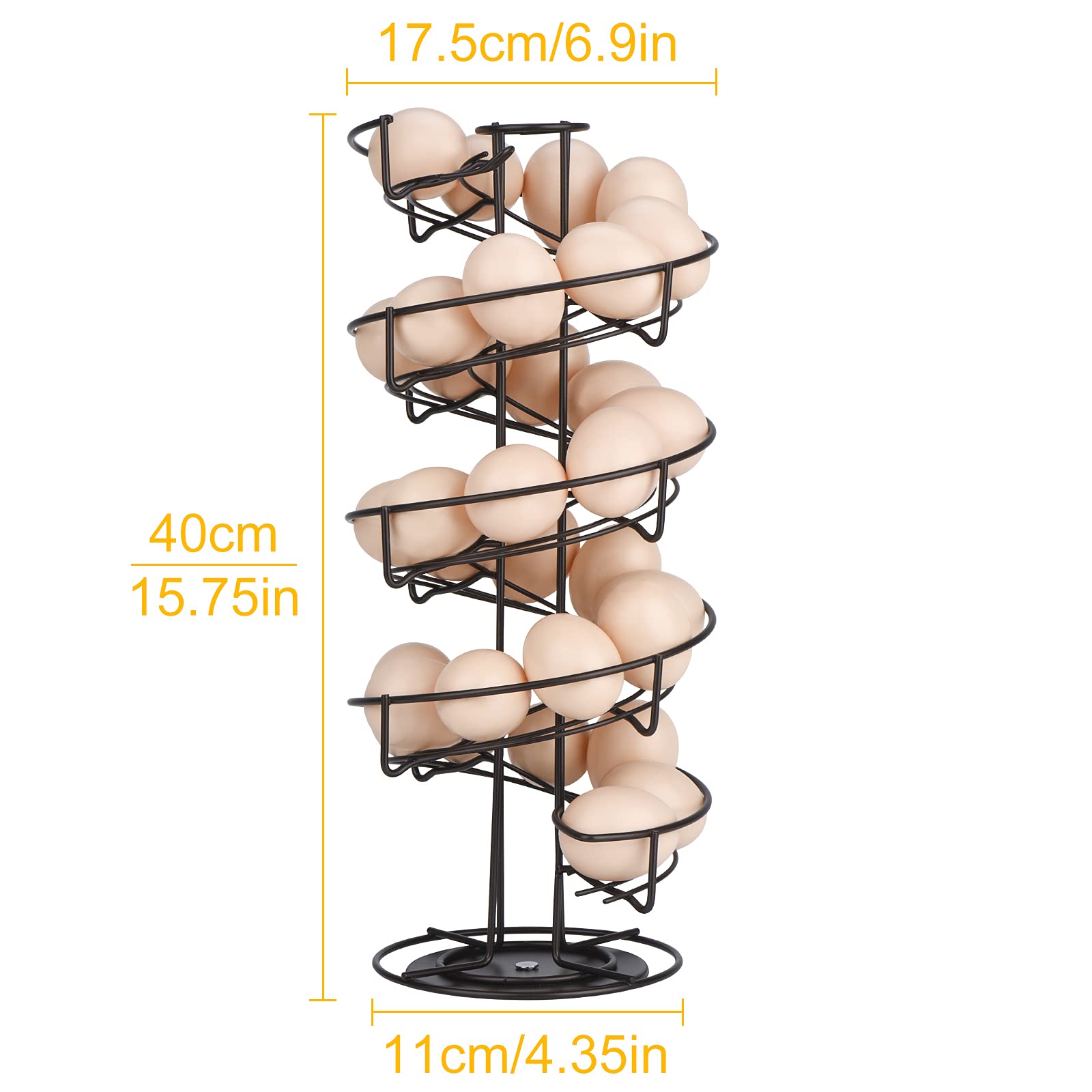 Toplife Spiral Design Metal Egg Skelter Dispenser Rack, Storage Display Rack, Brown