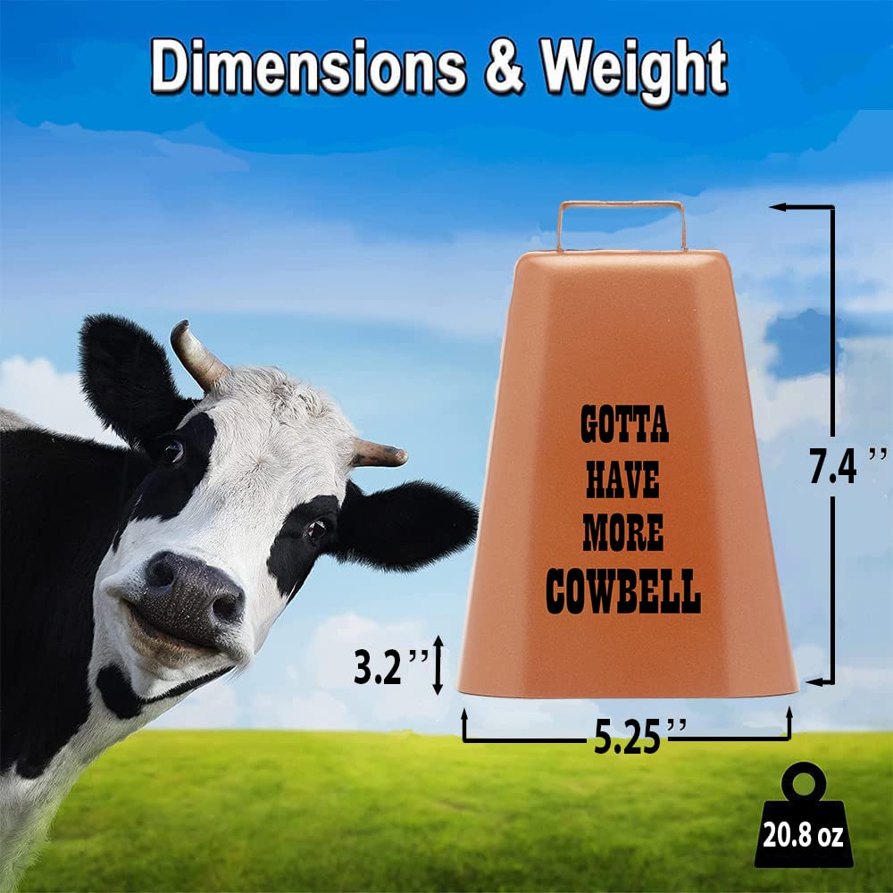 Bevin Bells Gotta Have More Cowbell (Xl)  Kentucky Cow Bell W Copper Color  Made From Steel  Loud Noise Makers W Handle  Made In