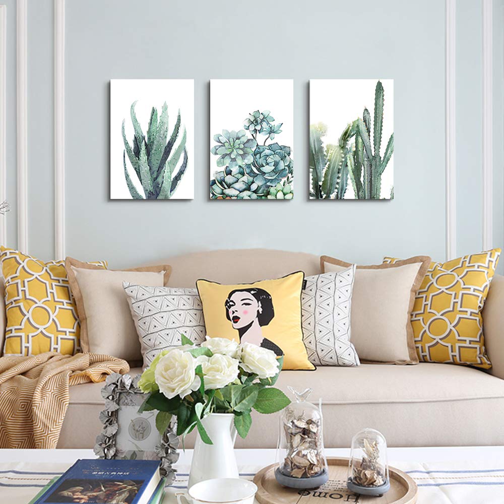 Canvas Wall Art For Living Room Bathroom Wall Decor For Bedroom Kitchen Artwork Canvas Prints Green Plant Flowers Painting 12'' X 16'' 3 Pieces Modern Framed Office Home Decorations Family Picture