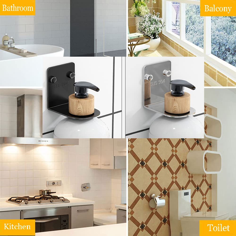 Bijun Soap Bottle Dispenser Holder Wall Mount,Wall Mounted Pump Hand Stand Hanging Jar Hanger Rack Shampoo Standing Shelf Storag