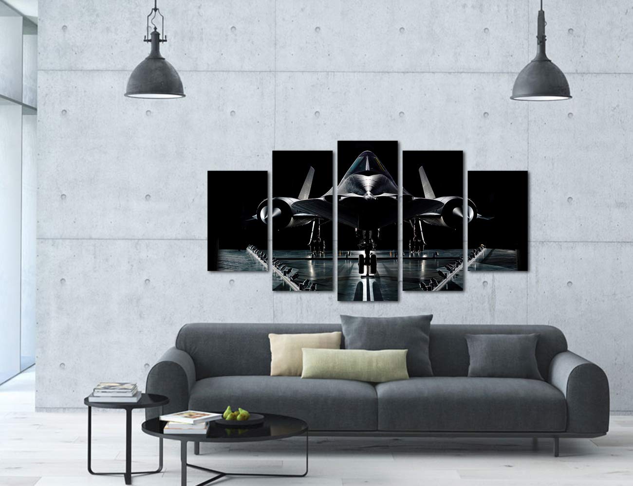 Vvovv Wall Decor Airplane Decor Black Room Decor Aviation Decor Picture Boys Bedroom Decor, Large Canvas Wall Art Framed,60X32In