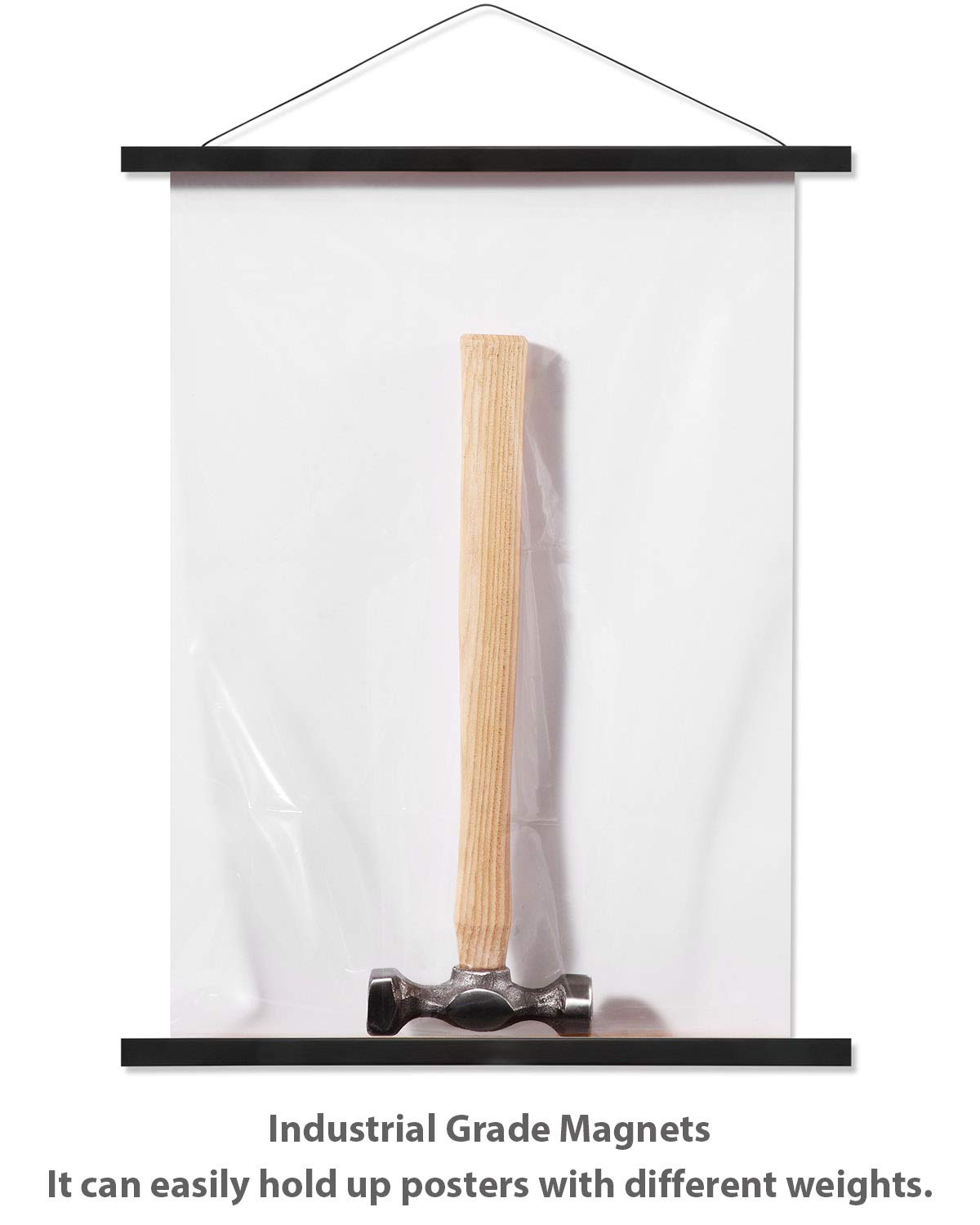 Magnetic Poster Hanger Wooden Poster Hangers, 19 Inch, Extra Strong Magnets, Quick Assembly And Easy Use, Wood Poster Hanger For