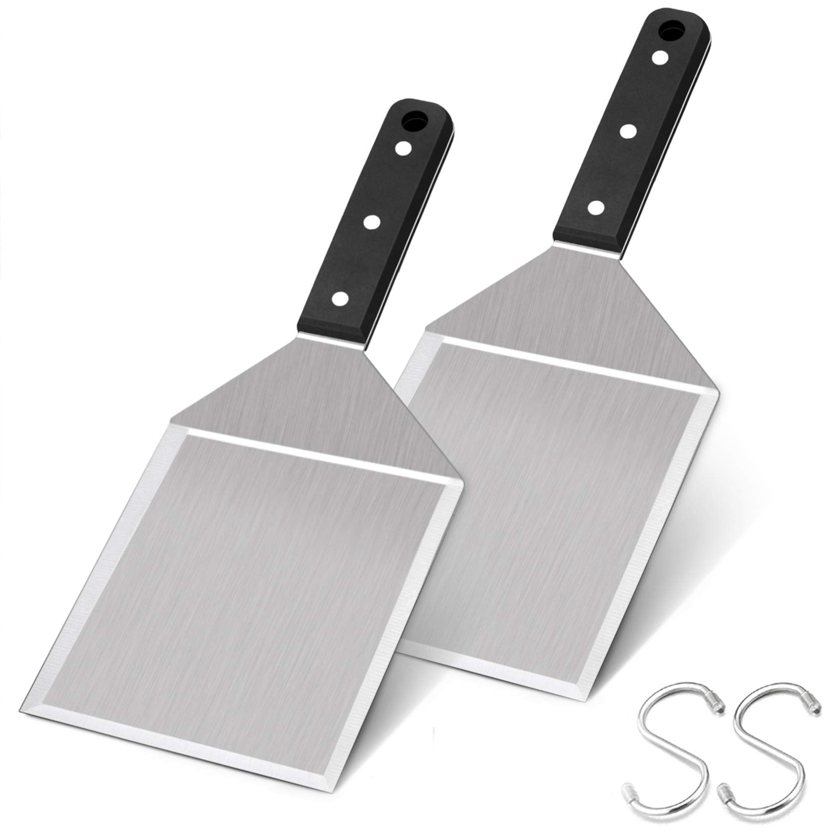 Leonyo Metal Spatula 2 Pcs, Heavy Duty Stainless Steel Griddle Burger Spatula, As Barbecue Hamburger Turner Grilling Bbq Griddle
