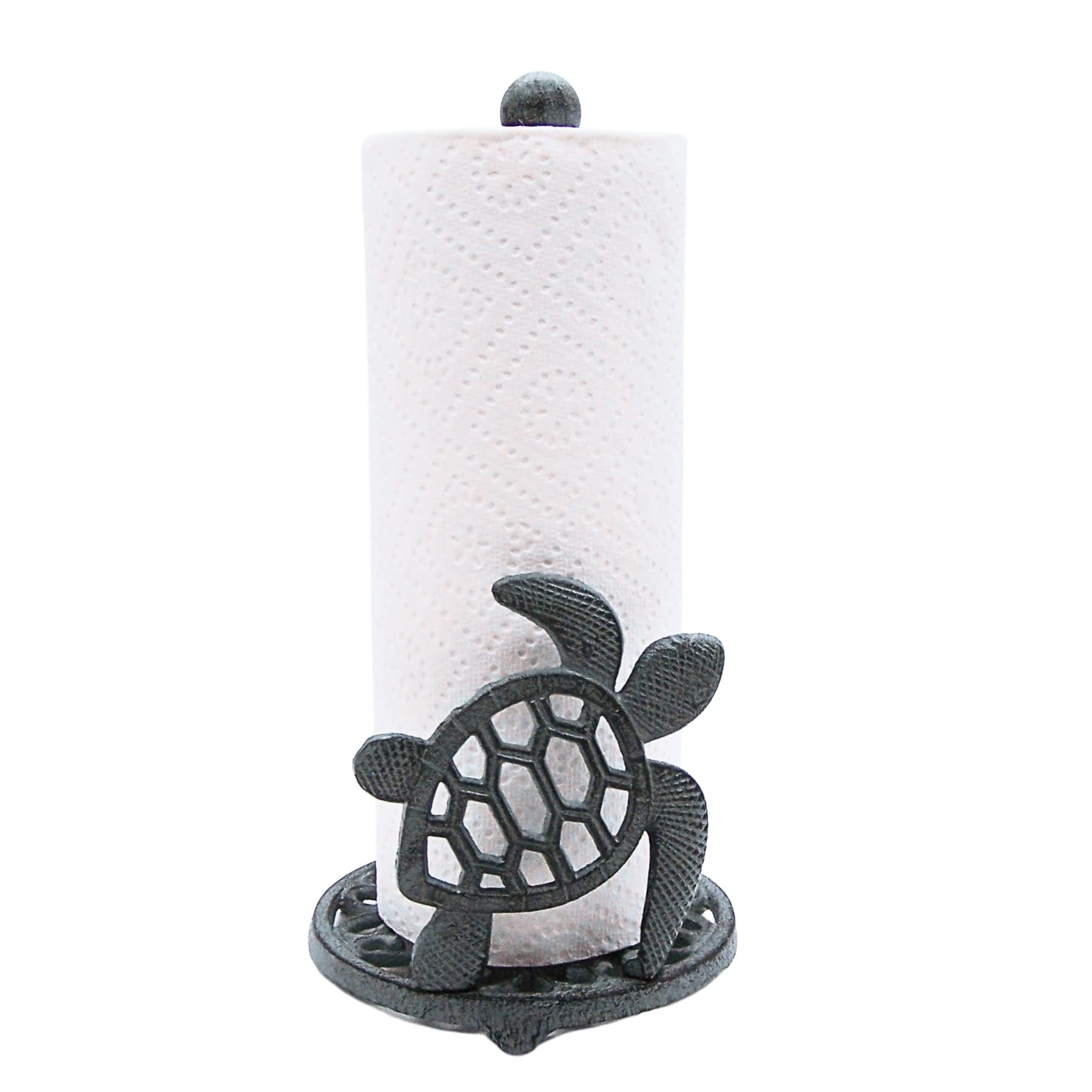 Sea Turtle Paper Towel Holder, Nautical Kitchen Accessories, Freestanding Countertop Organization, 13 Inches