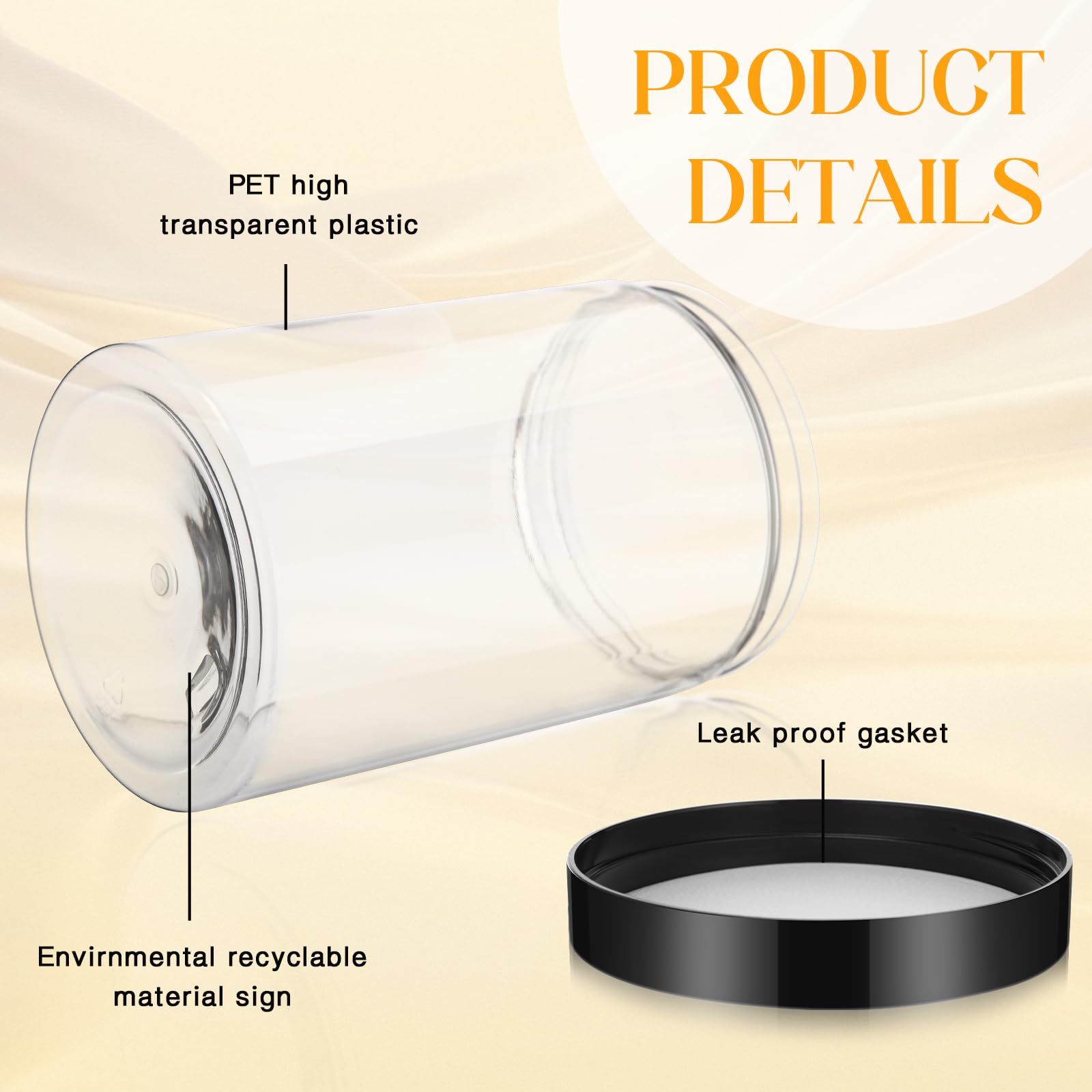 Patelai 4 Pieces Round Wide-Mouth Leak Proof Plastic Container Jars With Lids For Travel Storage Makeup Beauty Products Face Cre