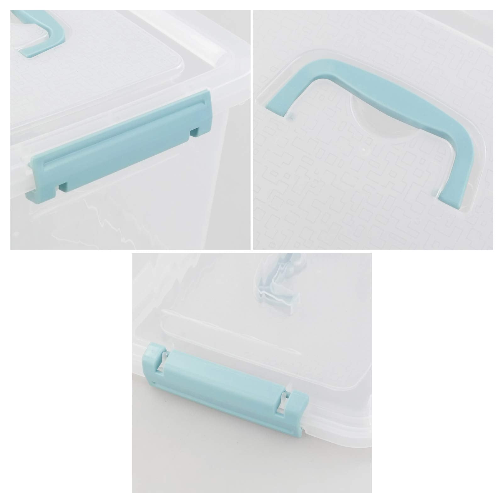 Gloreen 12 Quart&6 Quart Clear Storage Bins With Lid And Mint Green Handle, Multipurpose Stackable Plastic Storage Latches Box/C