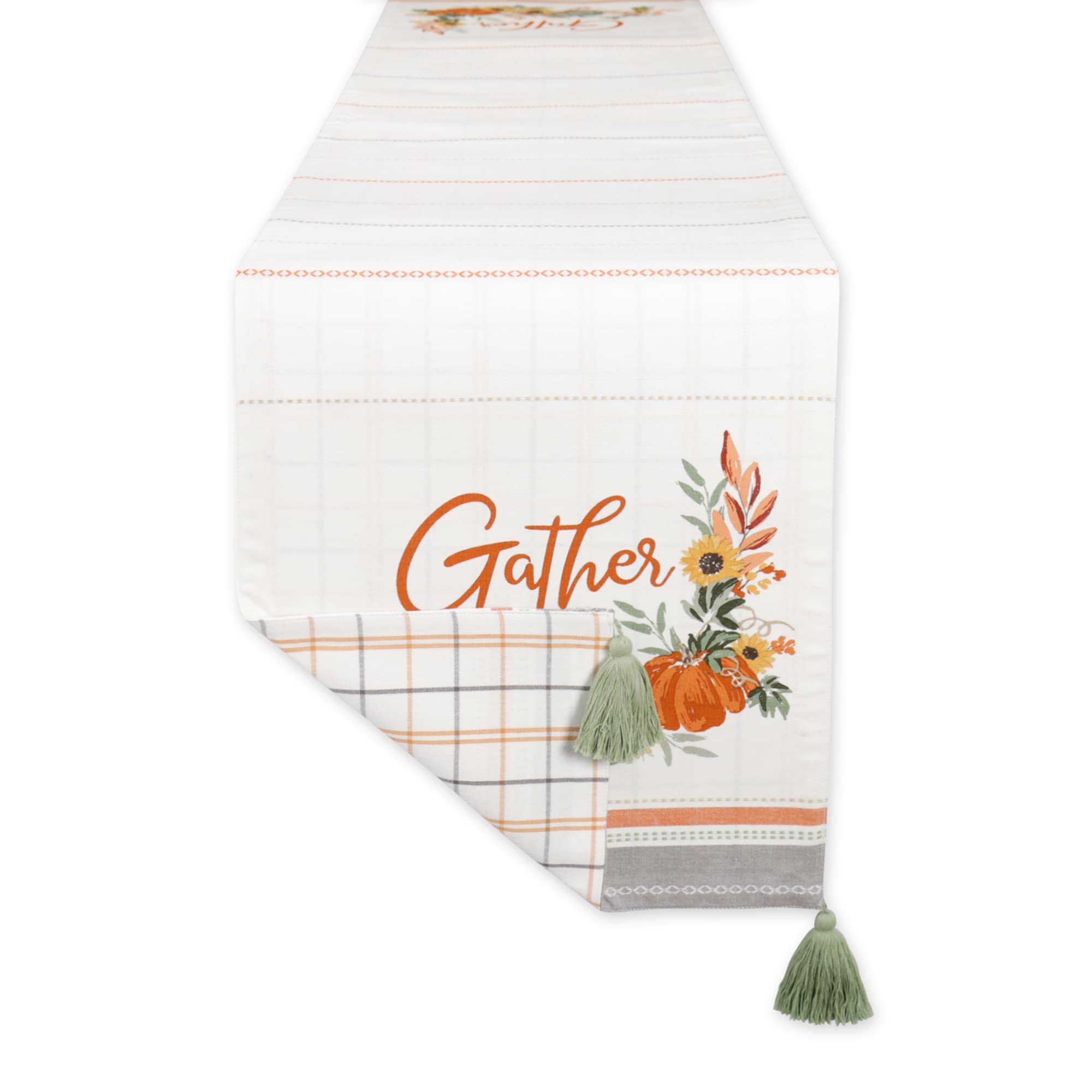 GATHER FALL SQUASH REVERSIBLE TABLE RUNNER 14x72