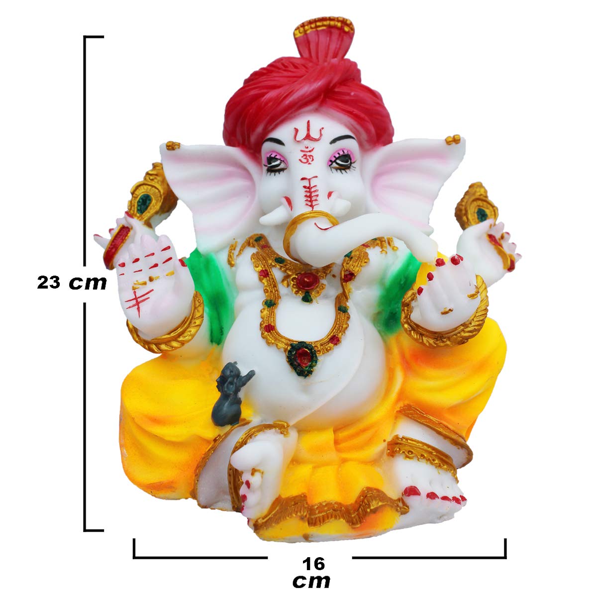 Kd Hub Lord Ganesh Idol For Home Decor & Office - Pagadi Ganesh Murti - (23 Cm) (White)(Medium Size)
