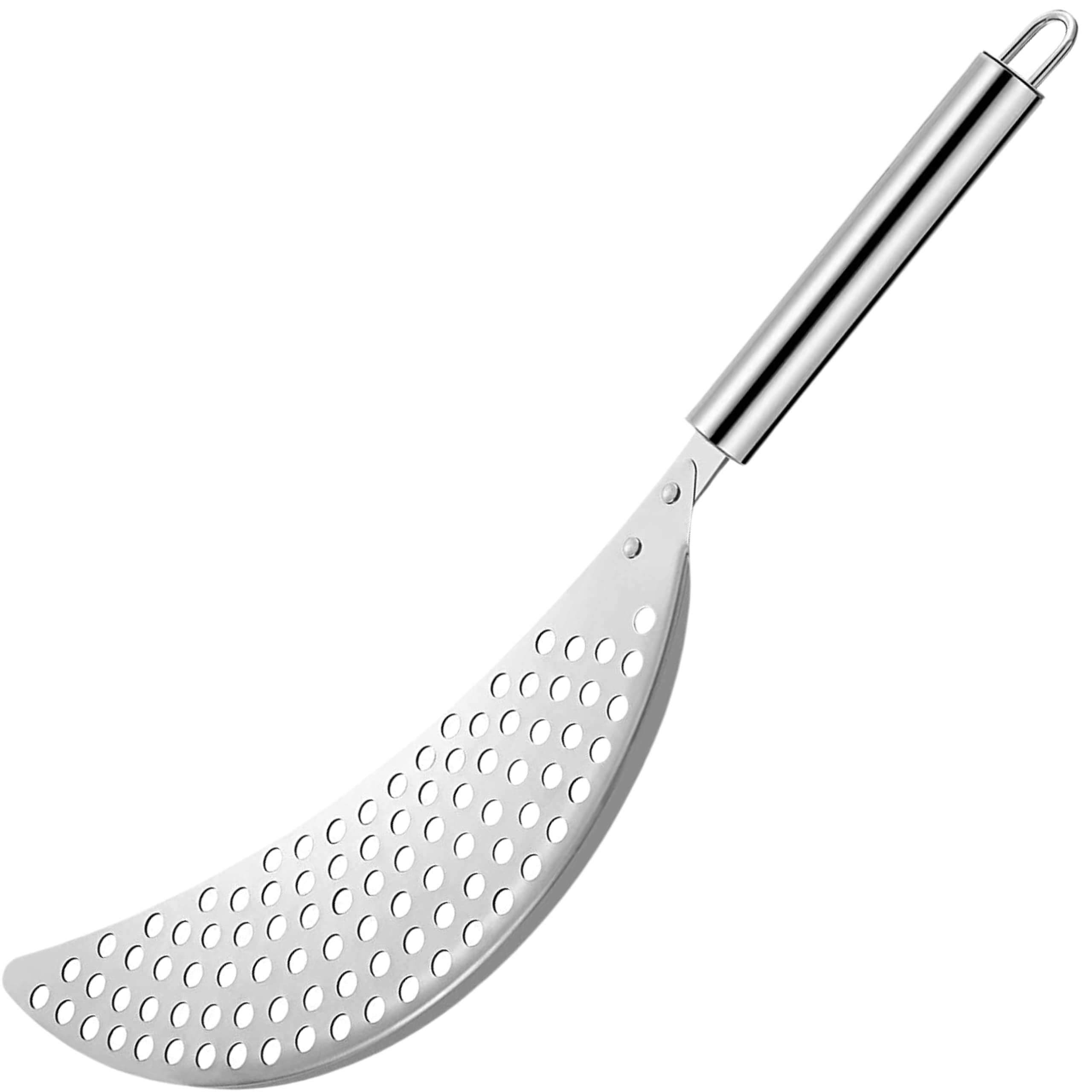 Held Crescent Drainer Pan Pot Strainer With Handle Stainless Steel Hand For Spaghetti Fry Noodles Fruit Vegetable Pasta Strainer