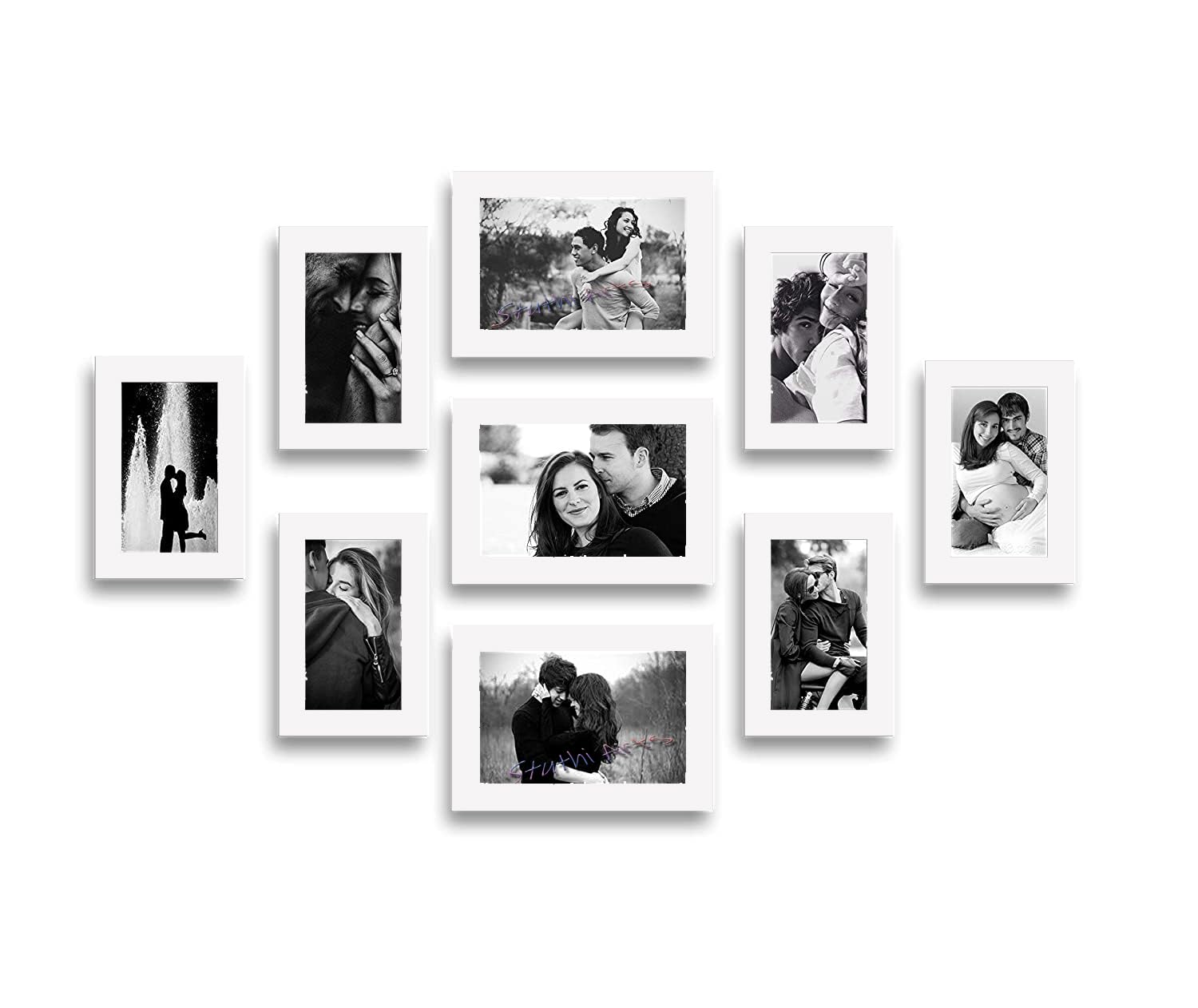 Stuthi Arts Wood Mdf Photo Frame With Glass (9 Photos) Wall Mount, Rectangular, 5 X 7 Inches (3 Pieces), 4 X 6 Inches(6 Pieces) 