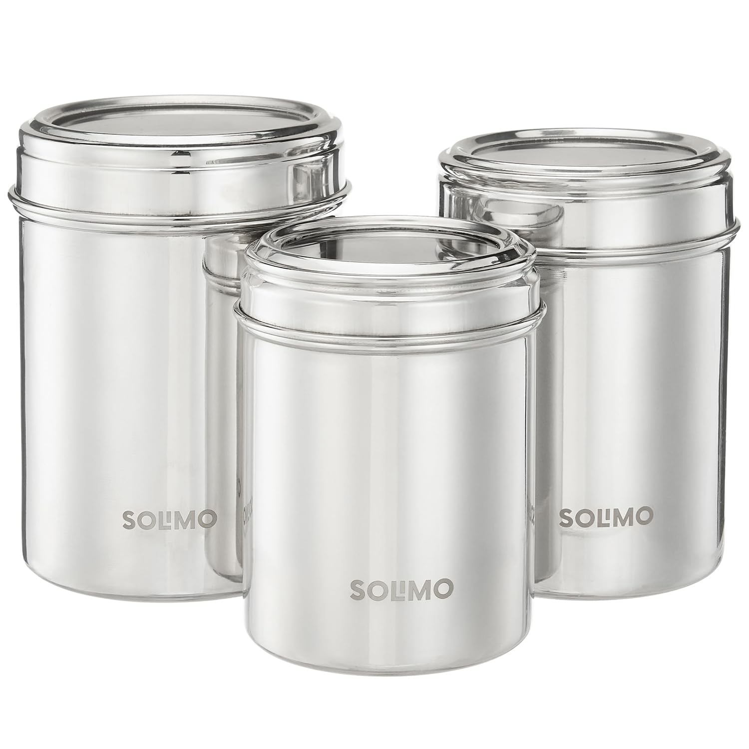 Amazon Brand  Solimo Stainless Steel Canister Set  Ubba Dabba I SeeThrough Canisters | BisApproved | 600Ml, 900Ml, And 1200M