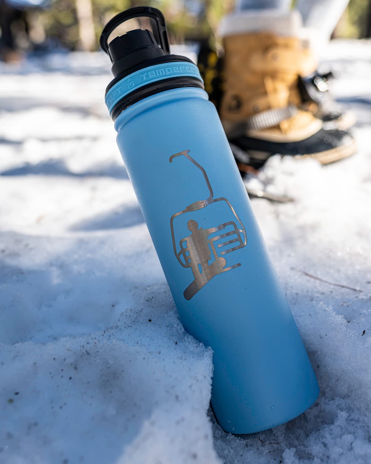 Tempercraft 22 Oz Vacuum Insulated Sport Bottle | Custom Laser Engraved Options | Stainless Steel, Double-Walled, Wide Mouth (Pe