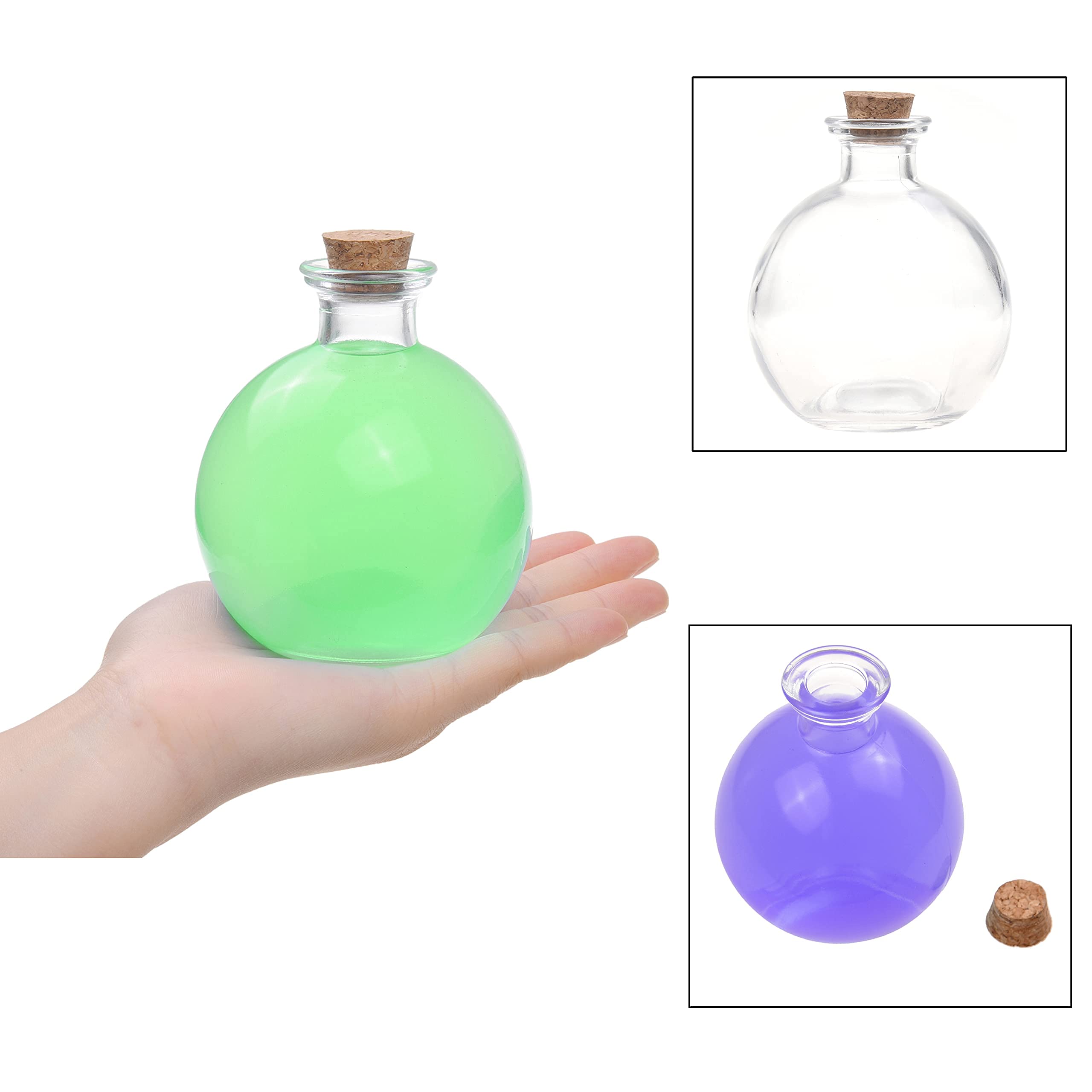 Eco-Fused Cosplay Potion Bottle with Holder - Clear Spherical, Wizard, Witch Costume Accessory - Stopper, Holder, Belt Loop