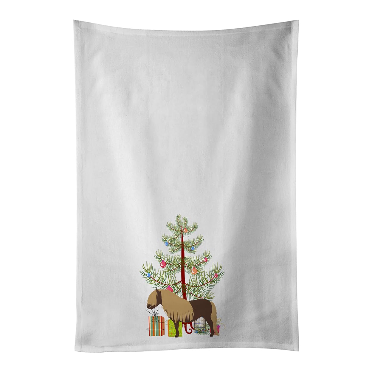 Shetland Pony Horse Christmas White Kitchen Towel Set of 2