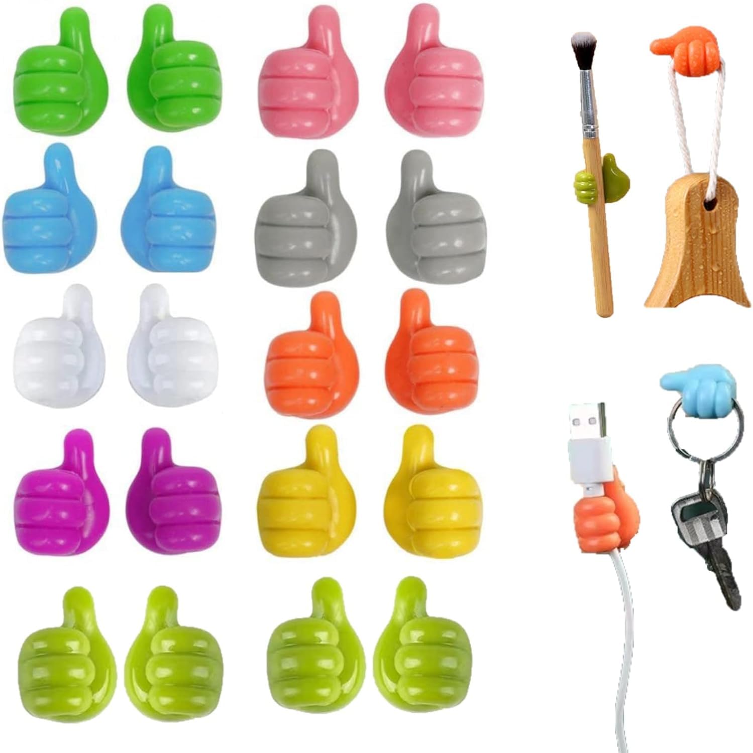 Coofandy Silicone Thumb Hook, Multifunctional Self Adhesive Clip Key Hook, Thumb Cable Organizer Clips No Punching Key Hook Hold