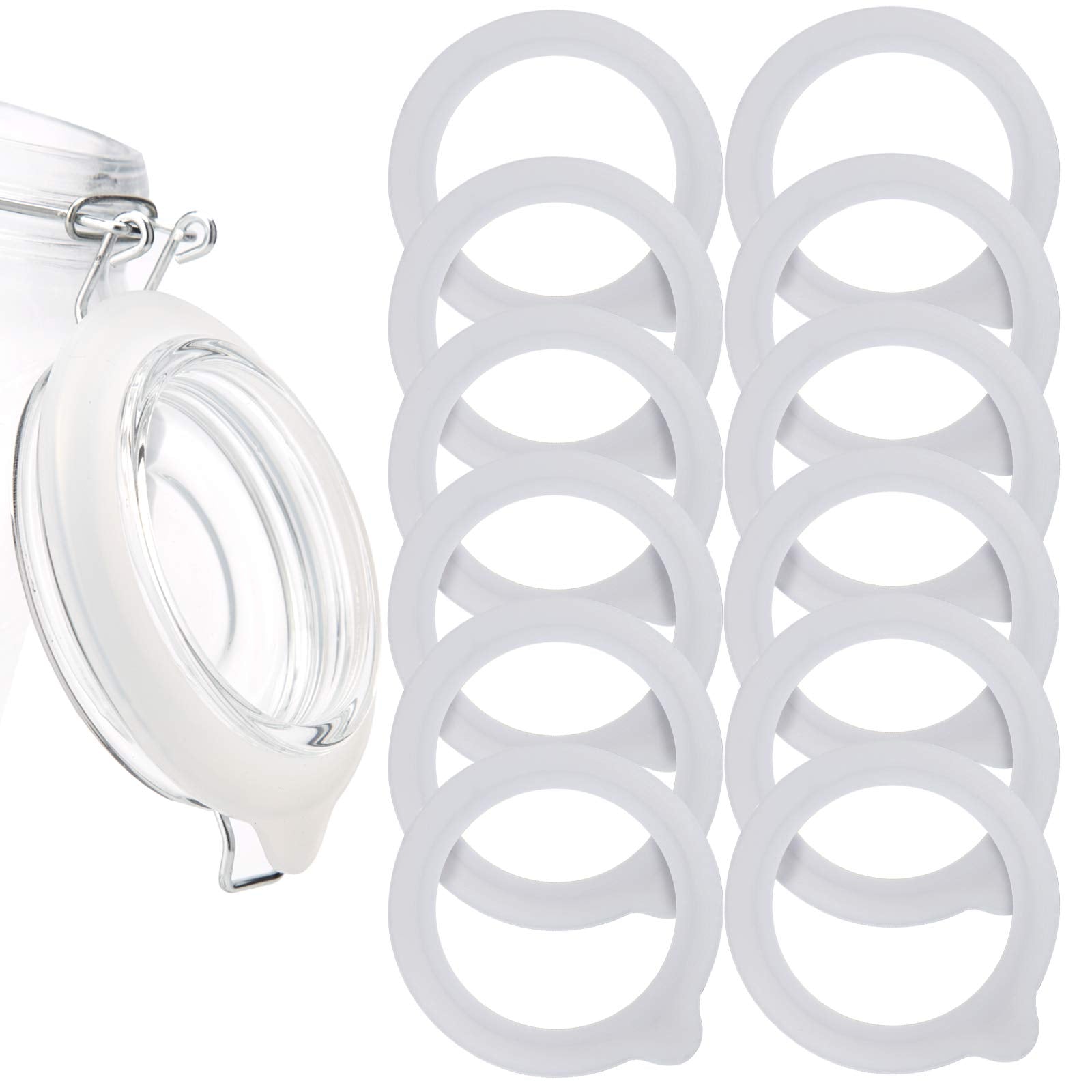 Luter 12Pcs Silicone Jar Seal Replacement Airtight Silicone Seal Gaskets For Mason Jar Lid, Wide Mouth Glass Jars