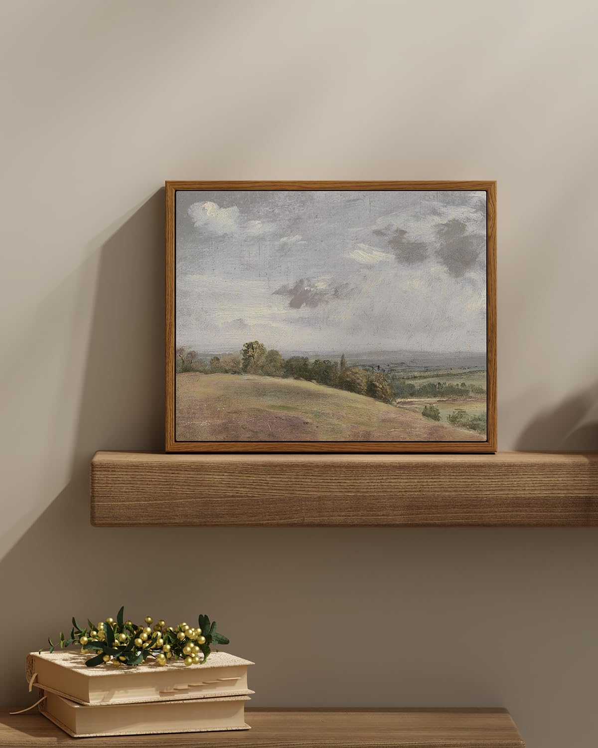 Insimsea Framed Canvas Wall Art Vintage Decor, Landscape Wall Art, Farmhouse Wall Art For Living Room, Rolling Hills Wall Painti