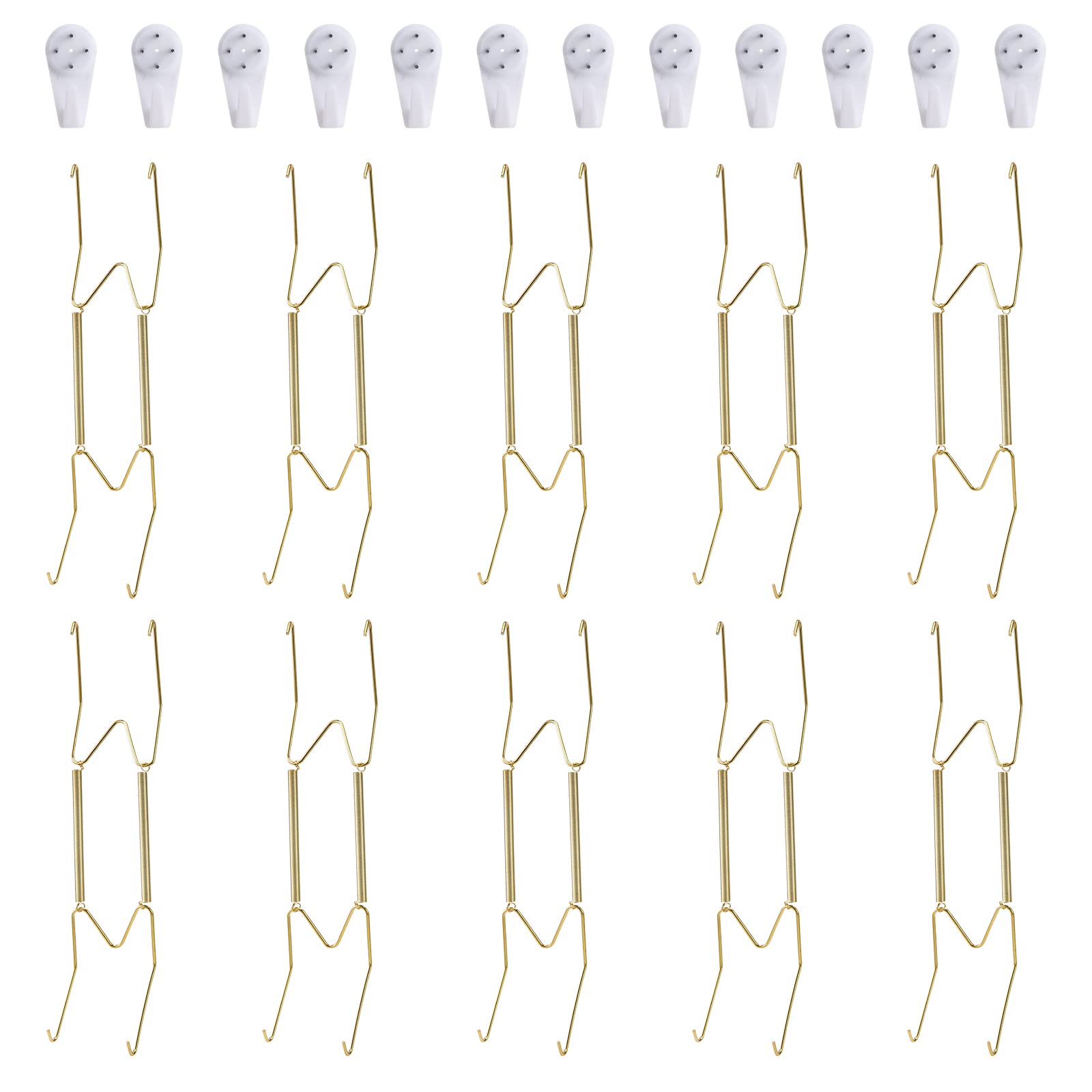 Fasunry 10 Pack Plate Hangers, 10 Inch Wall Plate Hangers And 12 Pack Wall Hooks, Compatible 8.5 To 10.5 Inch Decorative Plates,