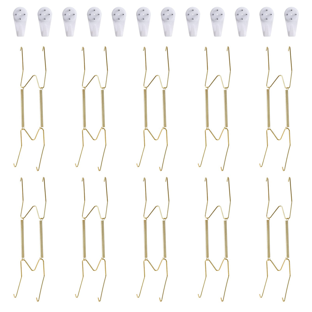 Fasunry 10 Pack Plate Hangers, 10 Inch Wall Plate Hangers And 12 Pack Wall Hooks, Compatible 8.5 To 10.5 Inch Decorative Plates,