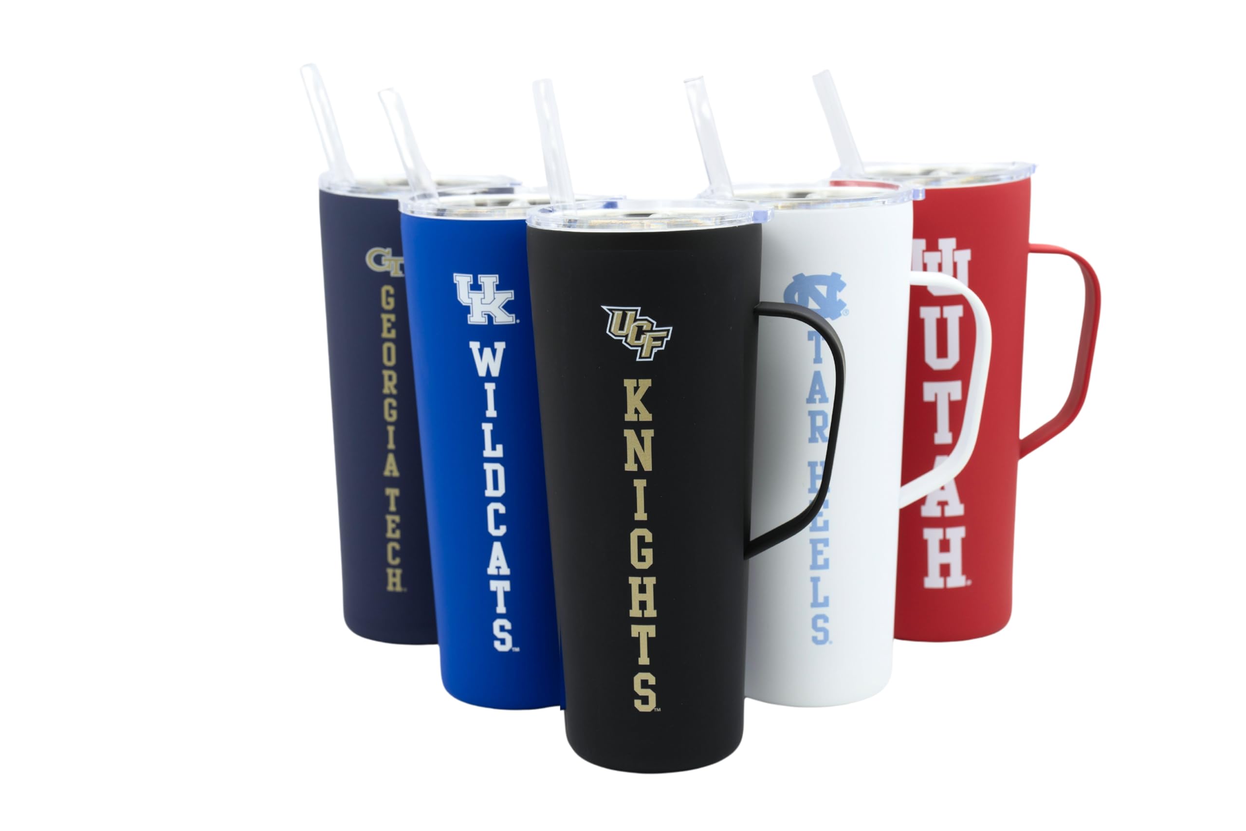 Decorvo NCAA 20 oz. Stainless Steel Tumbler with Handle - Officially Licensed Double Walled Insulated Roadie with Slide Lid and 