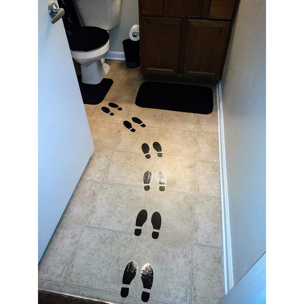 Finduat 20 Pairs 40 Prints Black Shoe Footprint Stickers Decals, Floor Wall Stairs To Guide Directions For School, Dance Studio,