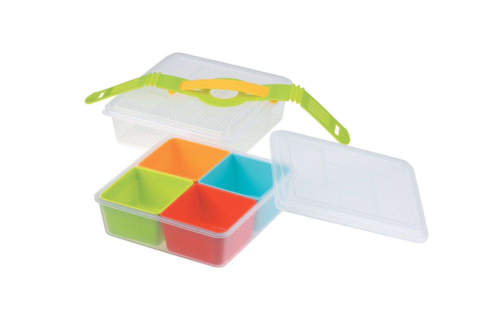 INOMATA Bento Box  7 inches wide x 7 inches long x 4.75 inches deep  mix