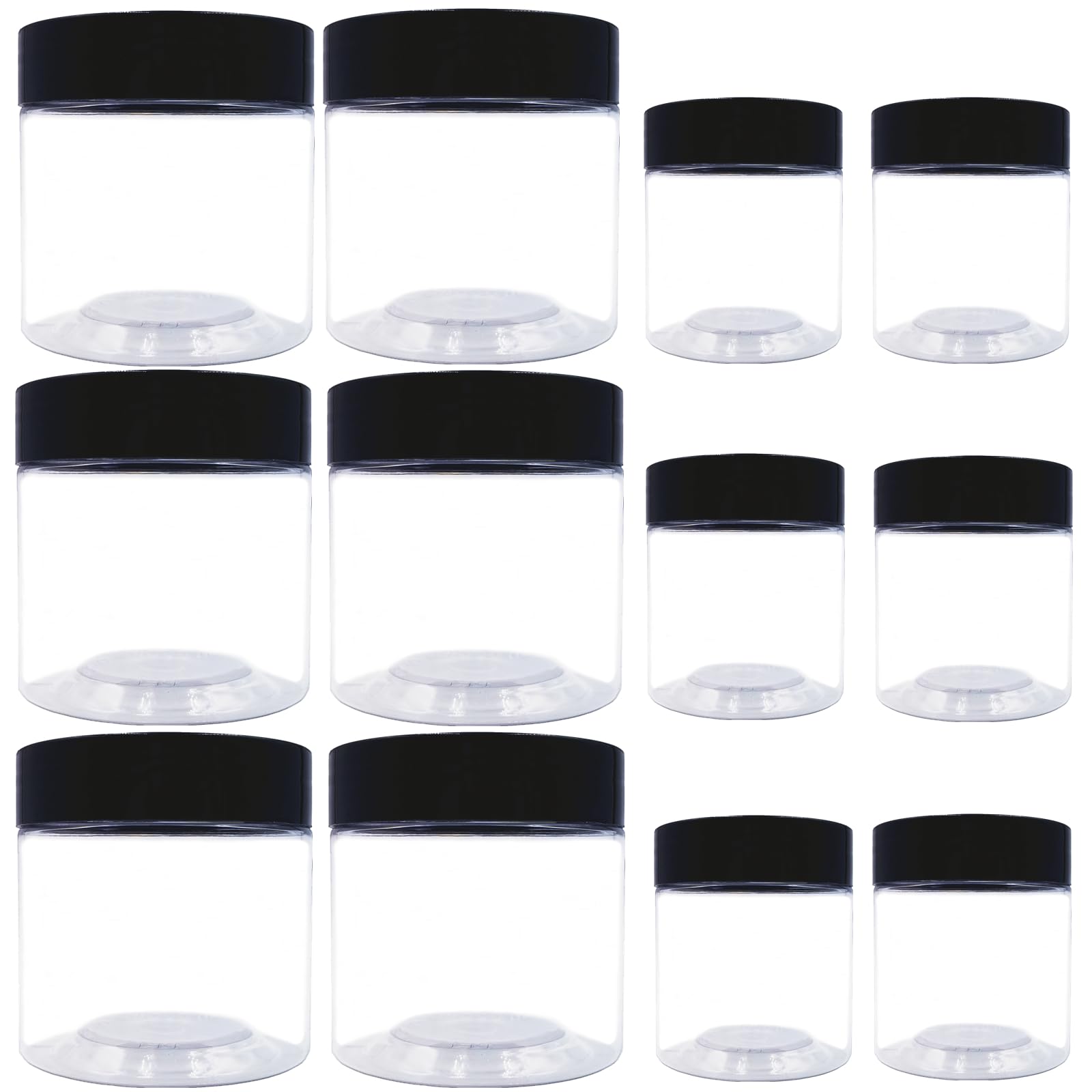 8 Oz Plastic Containers With Lids And 4Oz Small Containers With Lids (Set Of 12) Plastic Jars With Lids Cosmetic Jar For Body Bu