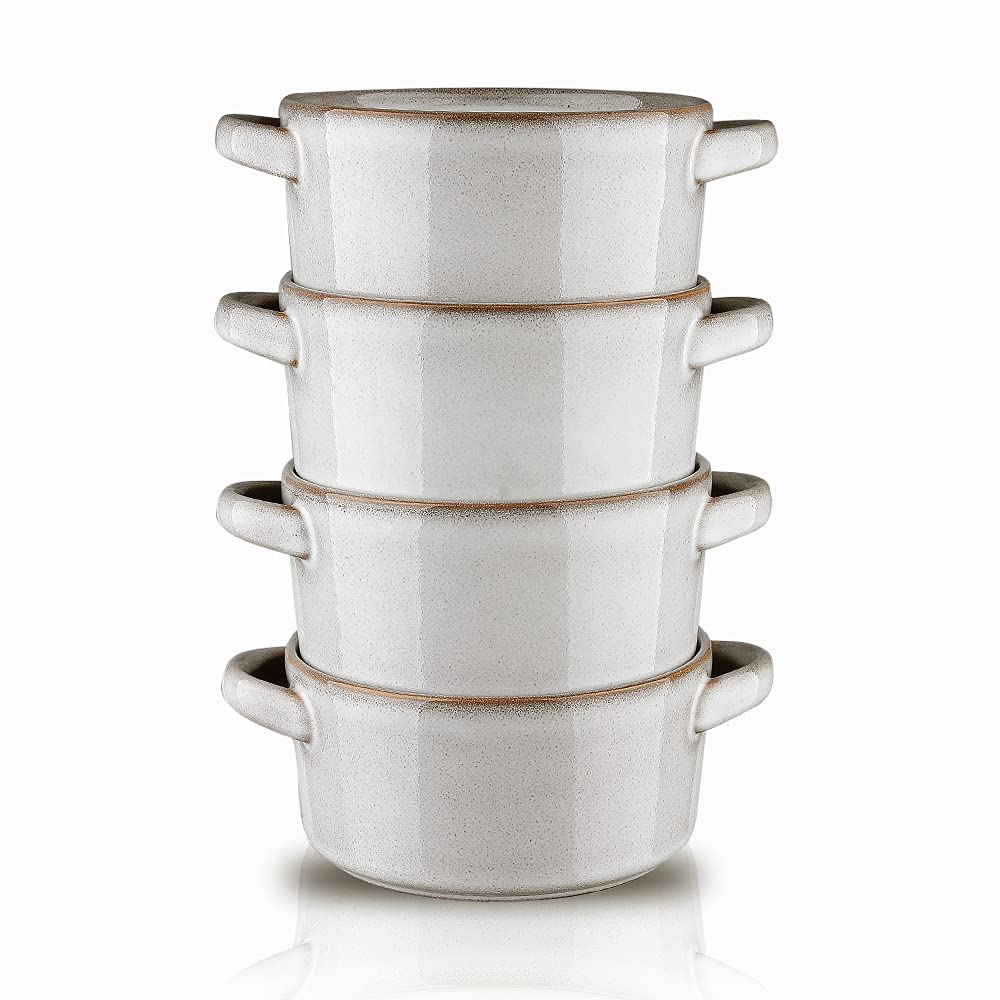 Koov Porcelain Soup Bowls With Handles Microwave Safe, Soup Bowls Large, 24 Ounce For Soup, Cereal, Stew, French Onion Soup Bowl