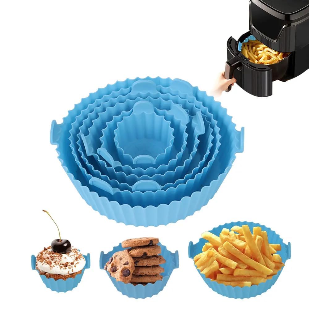 Nitu enterprise Reusable Silicone Air Fryer Liners Set, Collapsible Baking Cups for Frying Basket, Nonstick Food Grade Cooking I
