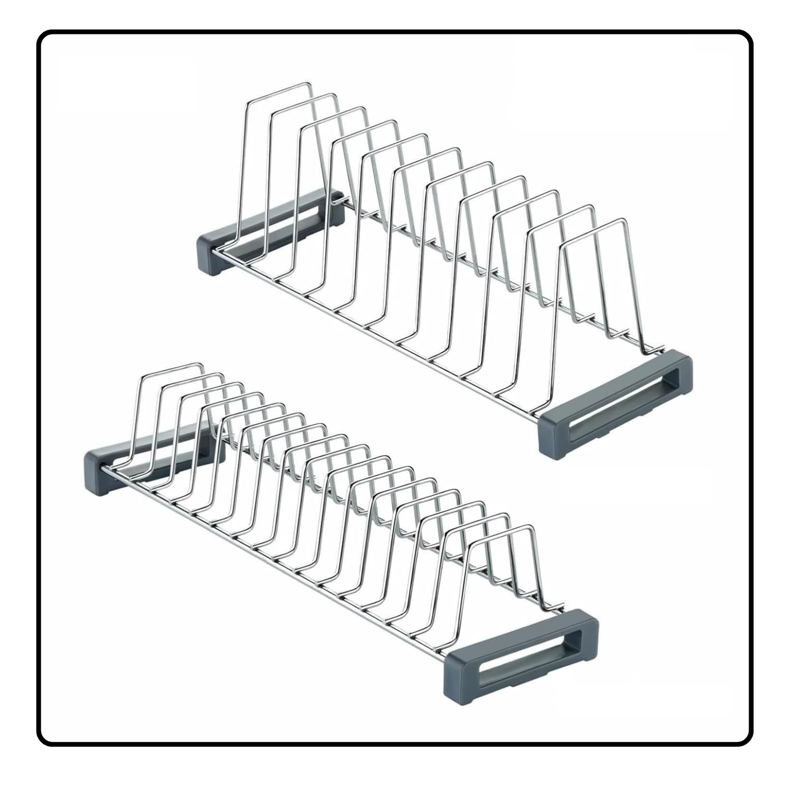 Smartslide Stainless Steel Dish Stand (Pack Of 2) | Plate, Saucer & Thali Rack | Modular Cabinet Organizer For Tandem Box & Coun