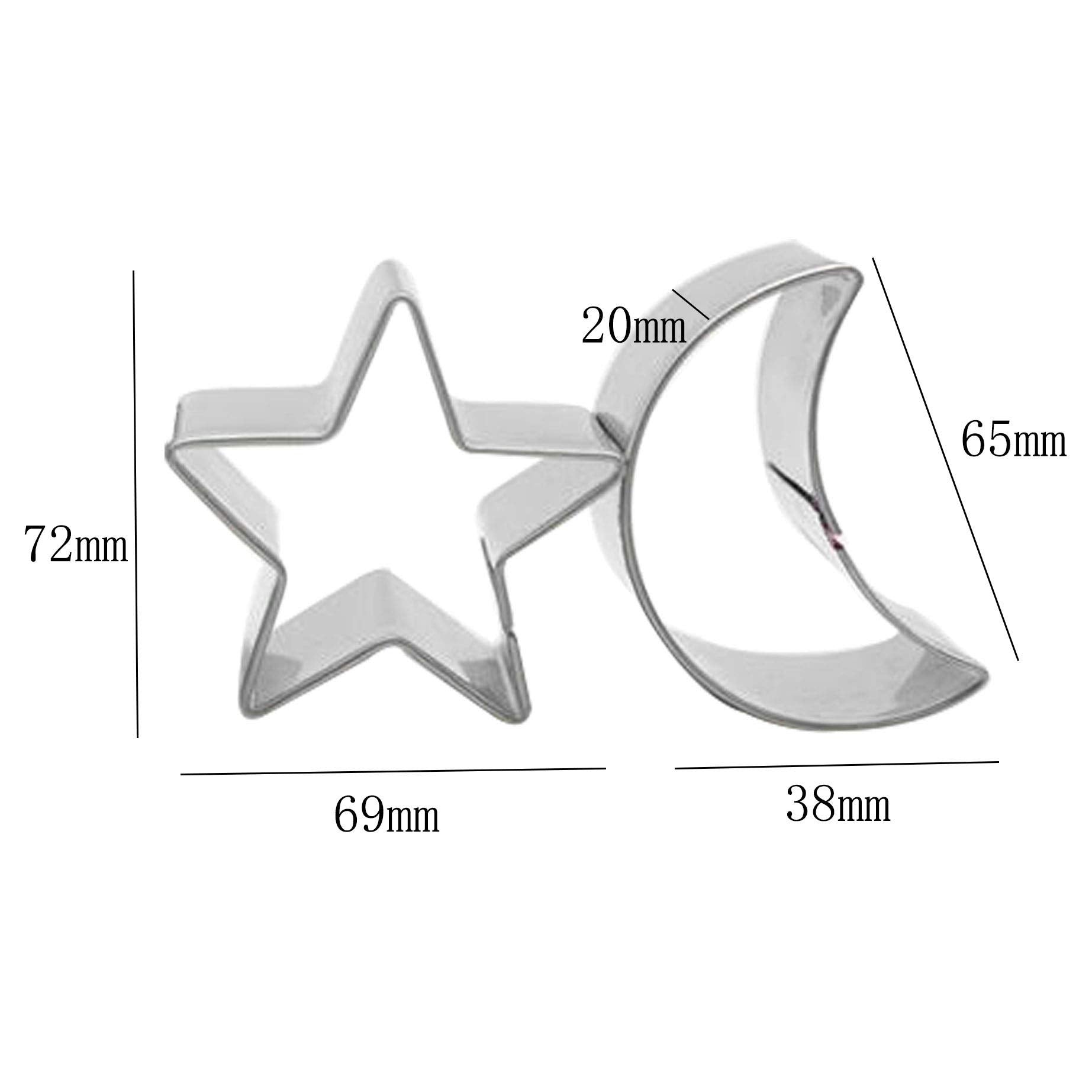 Wotoy Stars And Moon Biscuit Cake Night Sky Theme Cutting Mold - Stainless Steel
