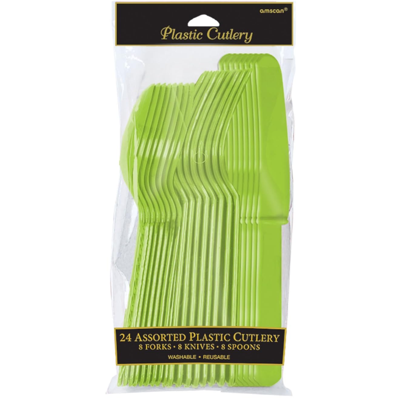 Assorted Kiwi Plastic Cutlery (Pack Of 24) - Elegant, Durable & Disposable Party Supplies For Every Occasion
