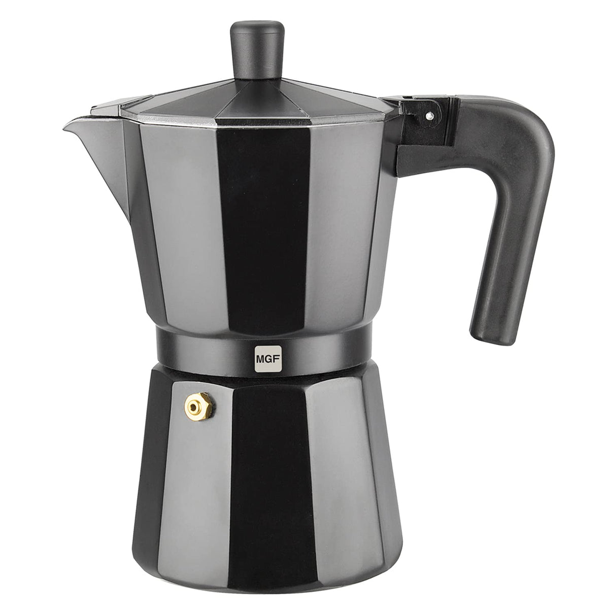 Magefesa Kenia Noir Stovetop Espresso Moka Pot, 3-Cup/5 Oz, Italian Coffee Maker For Cuban Coffee, Extra-Thick Aluminum, Heat-Re