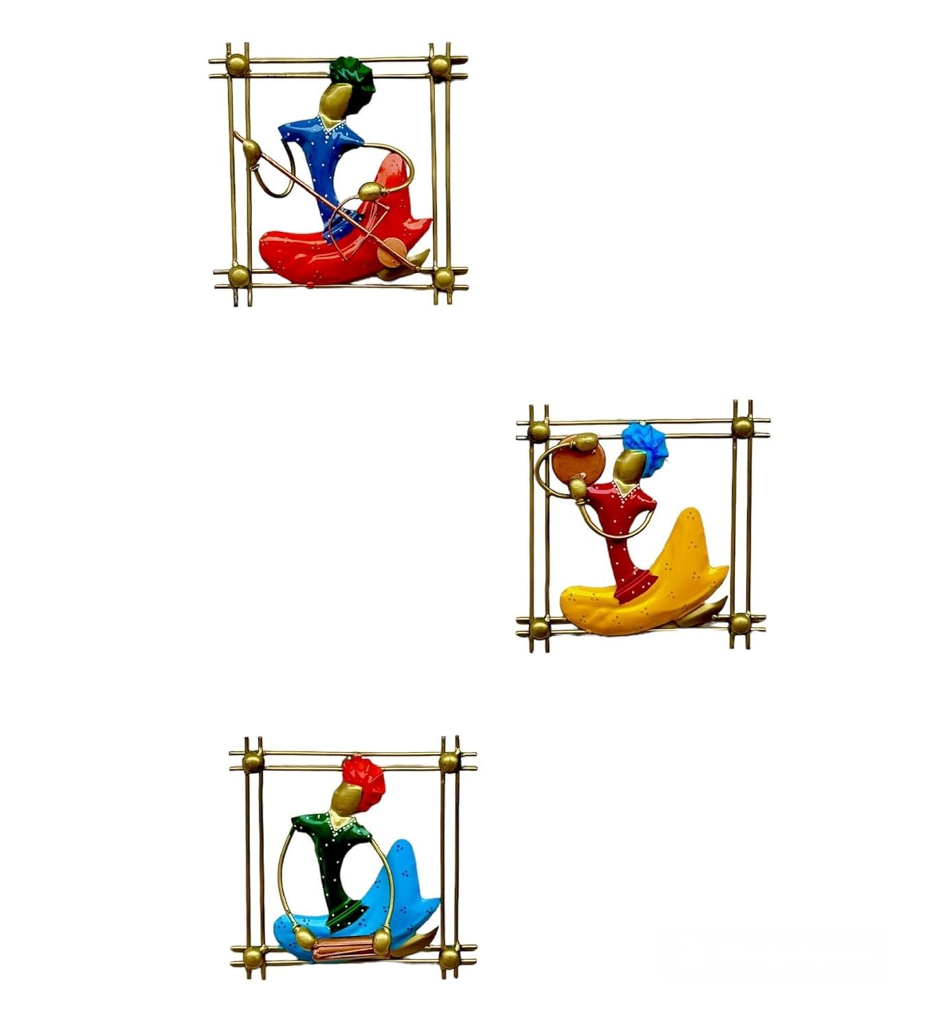 Rsn Metal Set Of 3 Musician Wall Decor/Wall Hanging Showpiece/Wall Sculpture For Living Room (Size- 8.5 X 8.5 Inches)