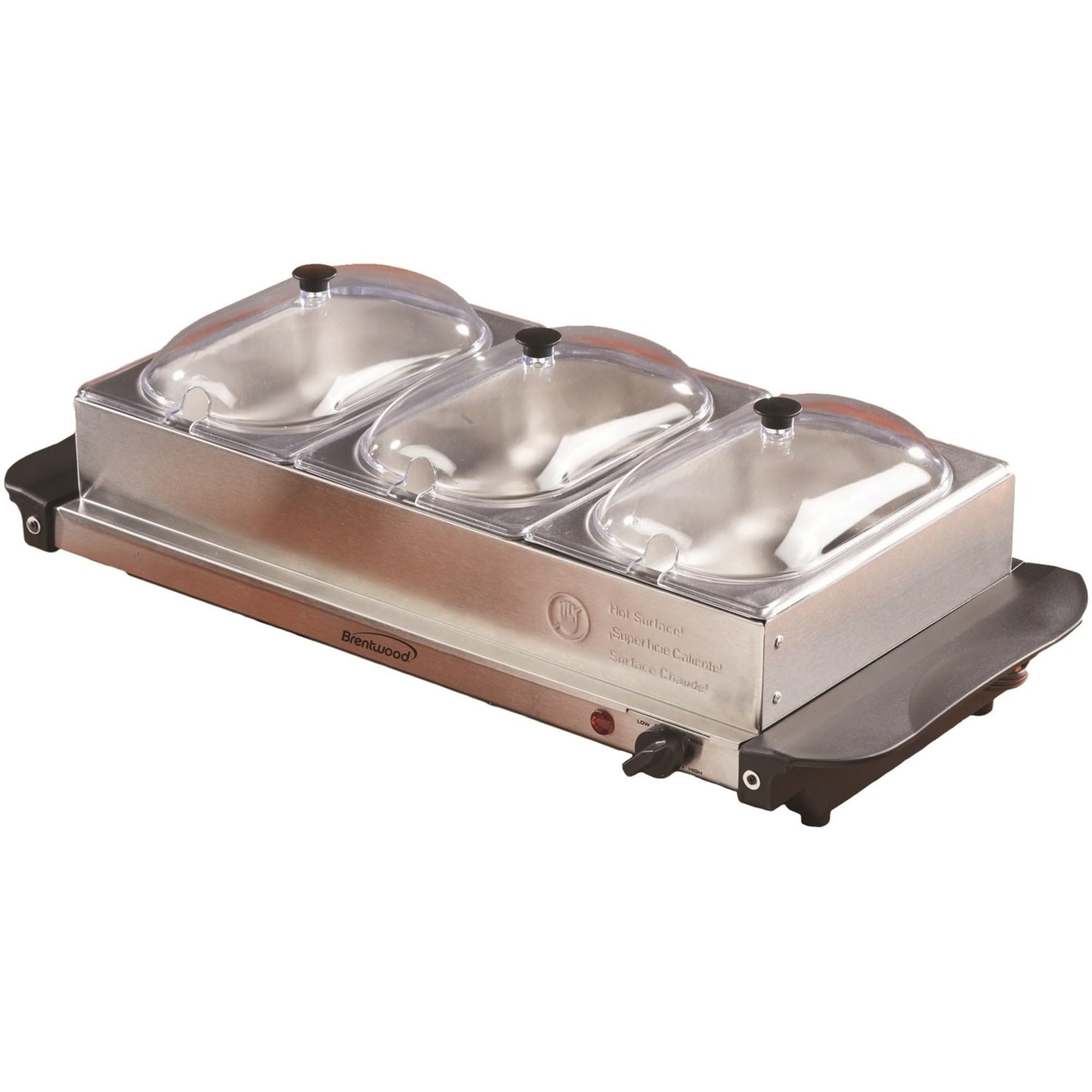Brentwood Bf-315 Buffet Server And Warming Tray 3 Pan, 4.5-Quart, Stainless Steel
