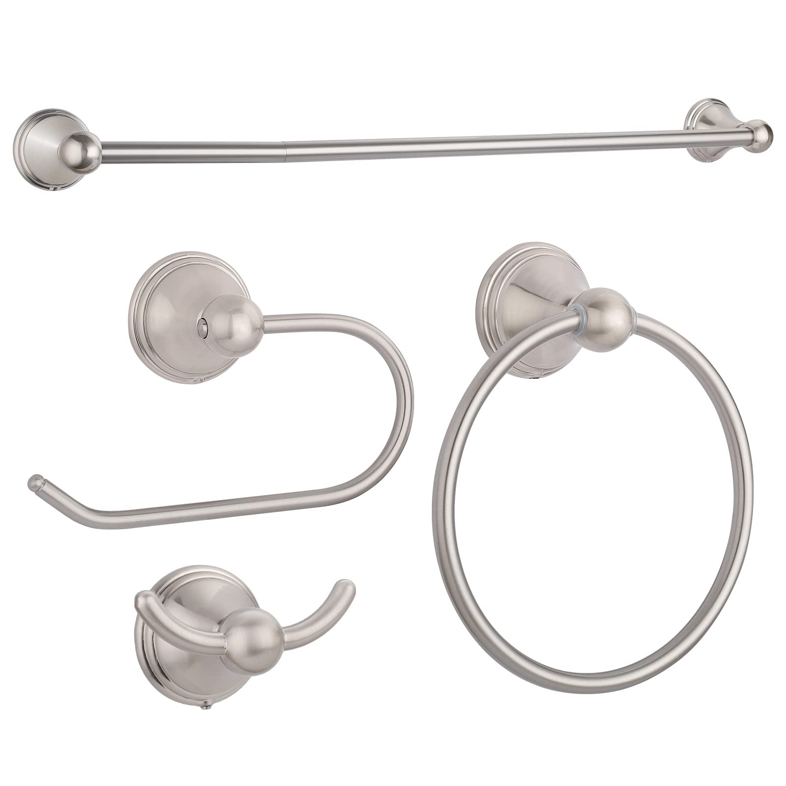 FILTA Bathroom Hardware Set, Brushed Nickel Towel Rack Set Towel Bar Set for Bathroom, 4 Pieces Bathroom Towel Holder Set, Bath 