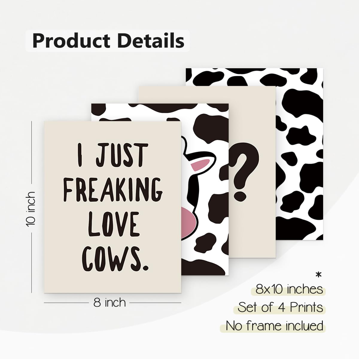 Plkmn I Just Freaking Love Cows Ok Posters Printing Wall Decor,Cow Decor,Farmhouse Cute Funny Cow Themed Wall Art Prints Decor F