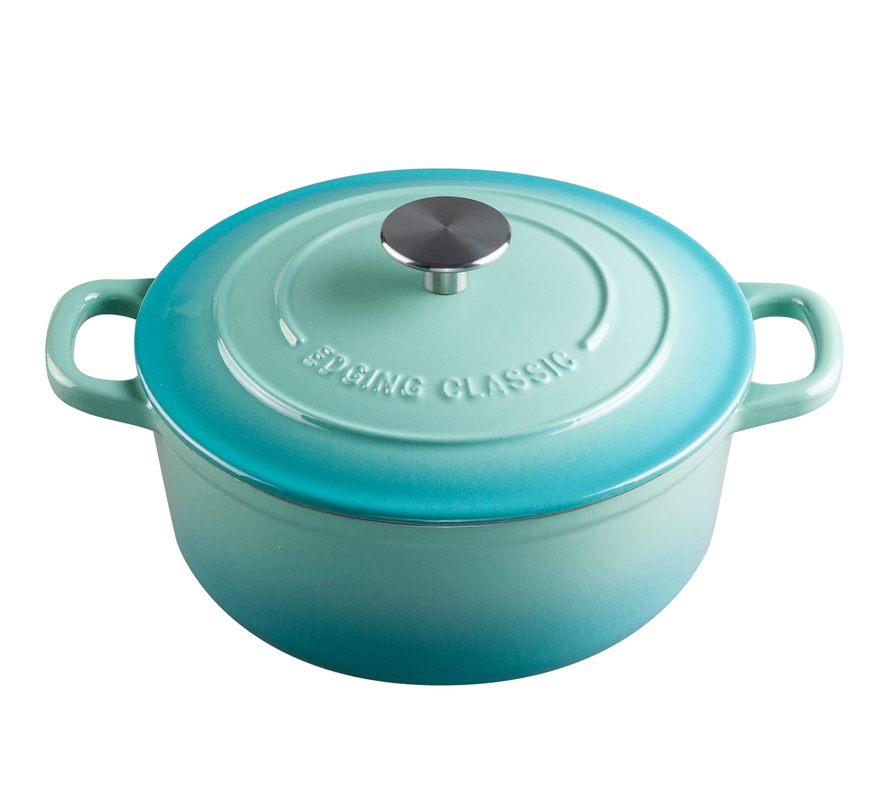 Edging Casting Enameled Cast Iron Dutch Oven Pot With Lid, 3.5 Quart, For Bread Baking, Cooking, Pistachio Green