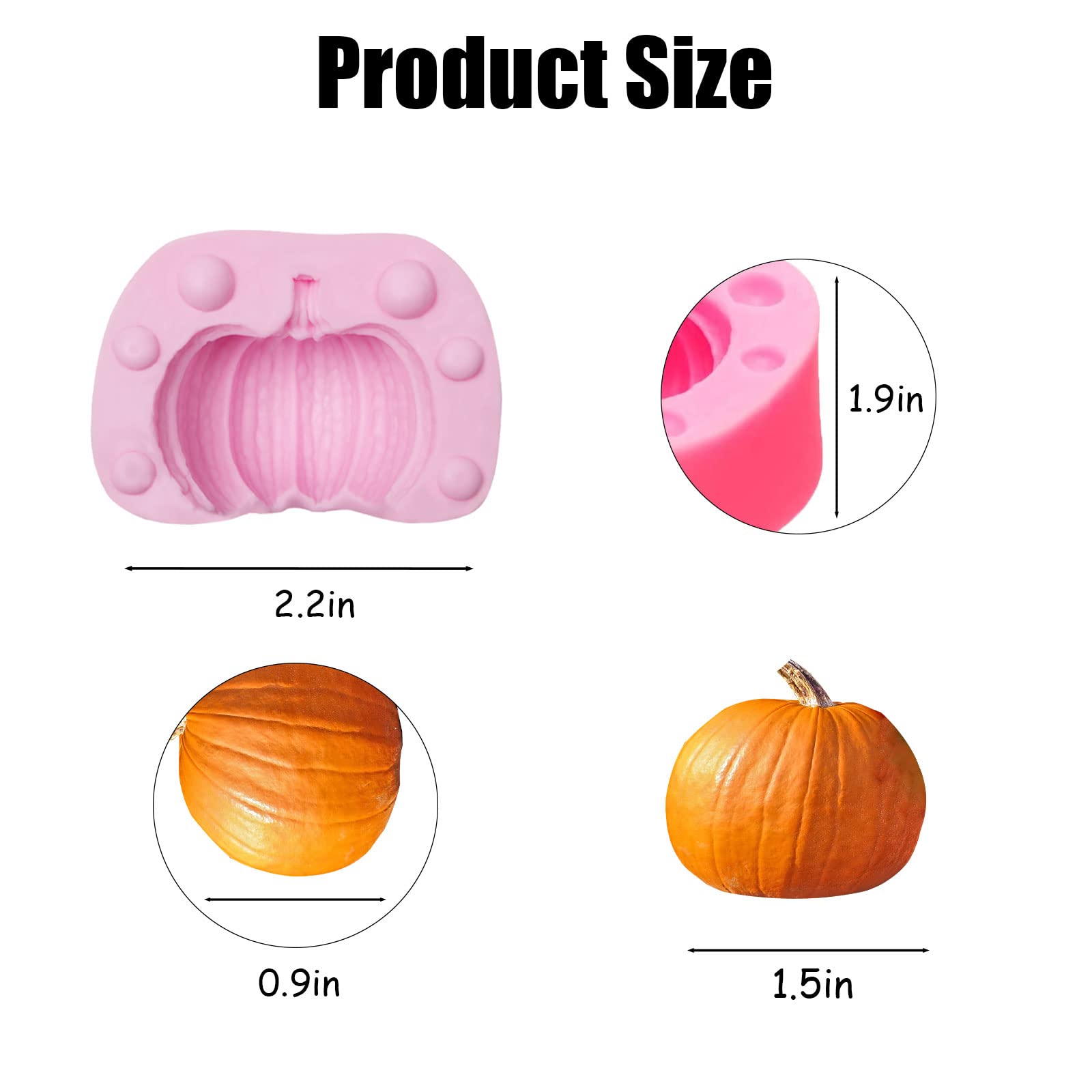 3D Pumpkin Candle Epoxy Silicone Molds 8 Pcs, Autumn Pumpkin Chocolate Candy Fondant Mold For Fall Halloween Thanksgiving Baking