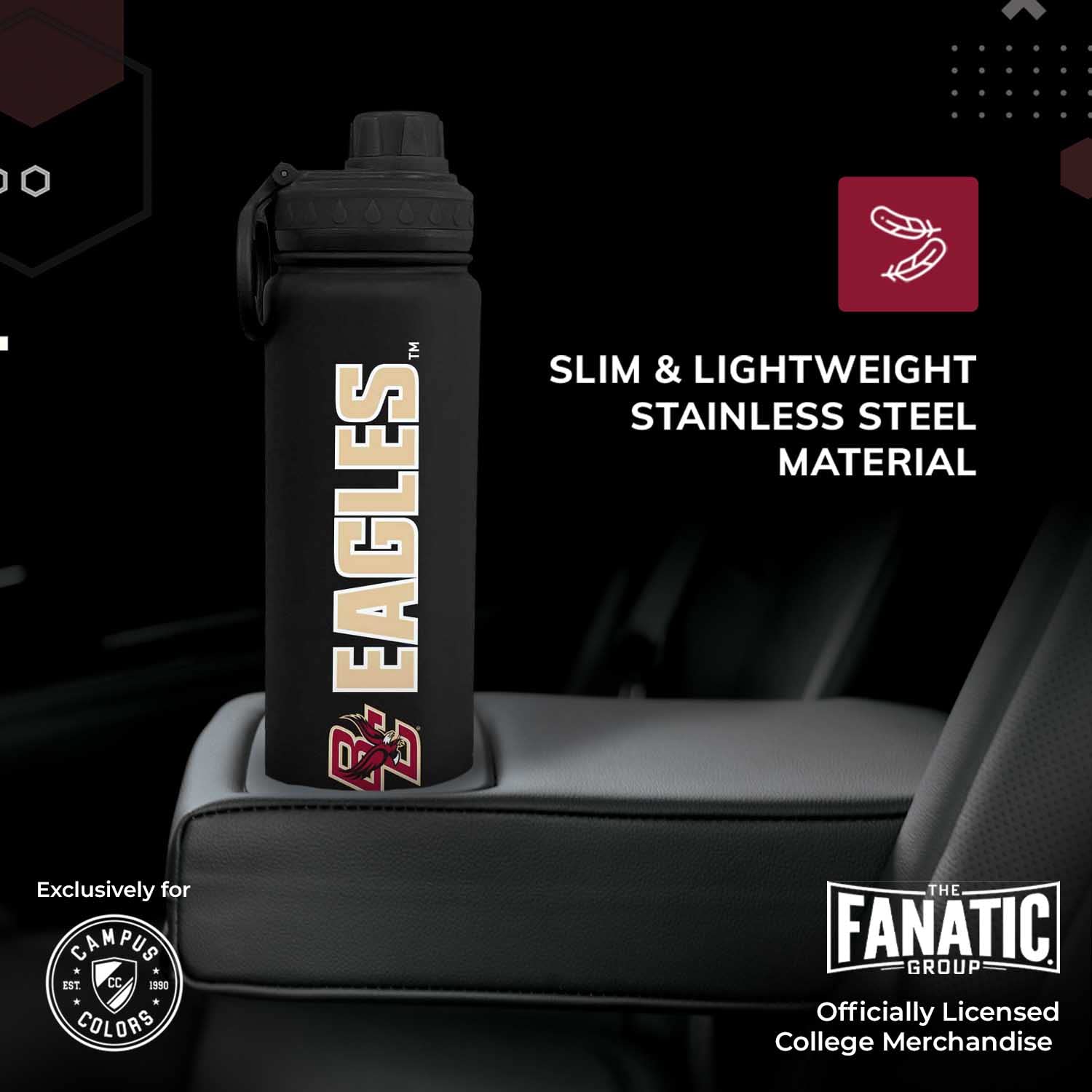 Campus Colors Ncaa Stainless Steel Water Bottle - Twist On Cap - 24 Oz - Carry Clip - Keeps Your Drinks Hot Or Cold For Hours (B