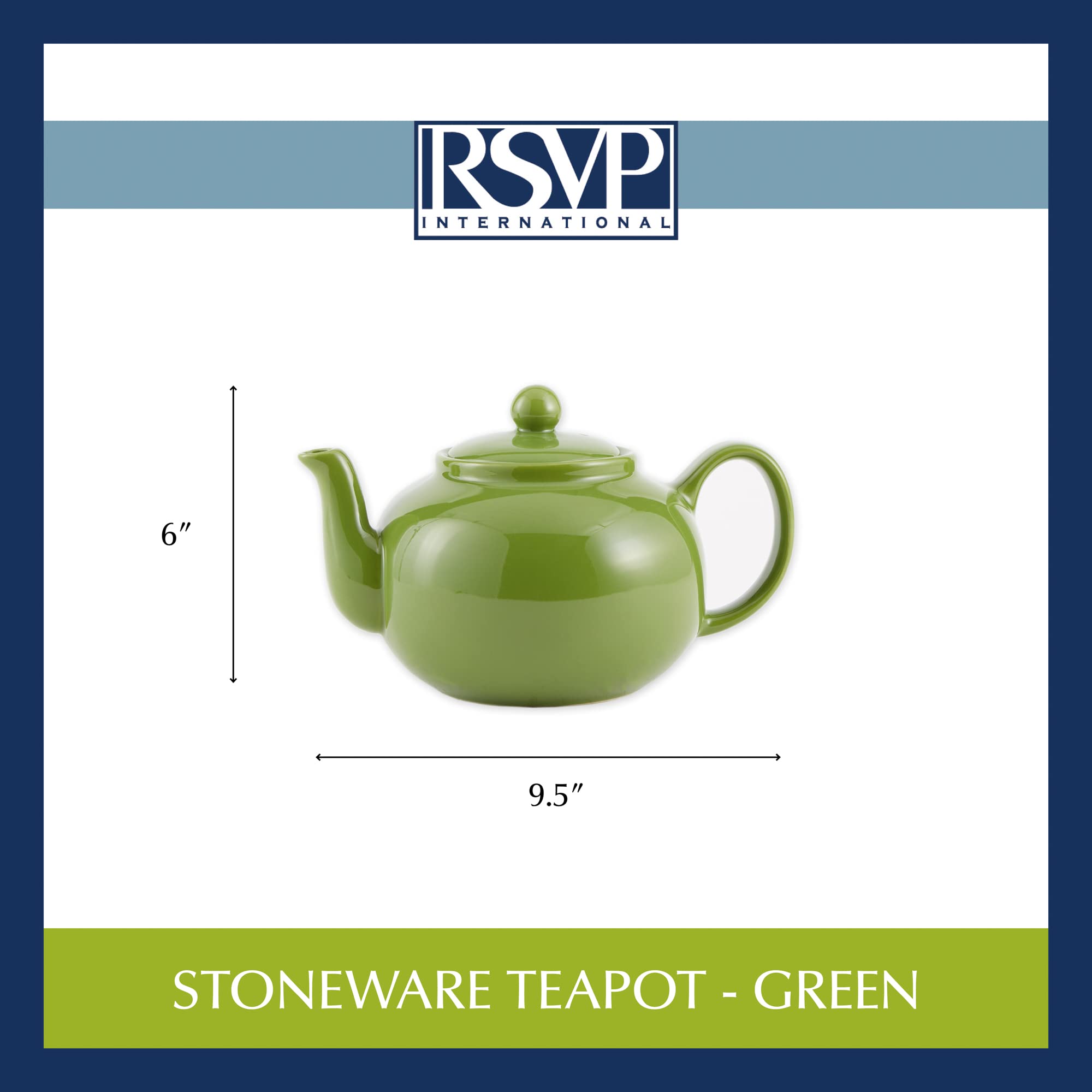 RSVP International Stoneware Teapot  Green