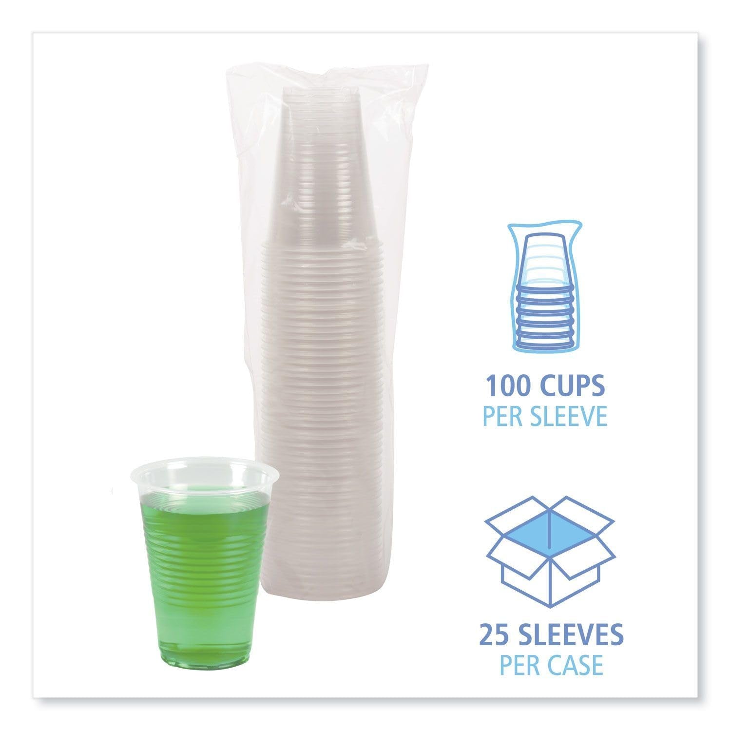 Boardwalk Translucent Plastic Cold Cups, 14 Oz, Polypropylene, 20 Cups/Sleeve, 50 Sleeves/Carton