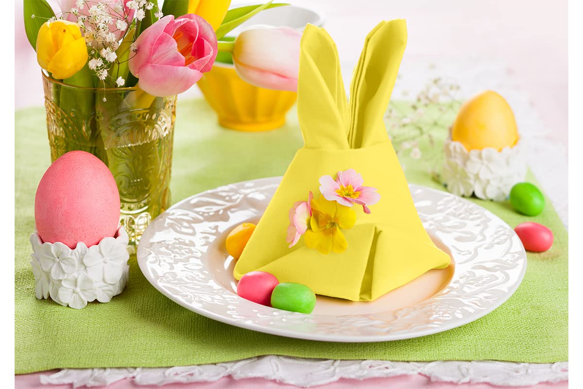 Koffota Jasmine Yellow Cloth Napkins 100% Cotton Set Of 12, Spring Cloth Napkins Easter Table Decor For Dinner, Soft Comfortable