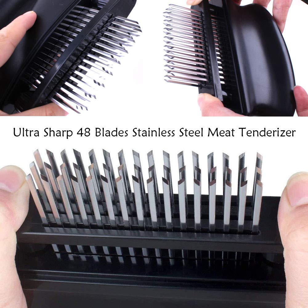 Meat Tenderizer With 48 Stainless Steel Ultra Sharp Needle Blades Heavy Duty Cooking Machine For Tenderizing Beef, Turkey, Chick