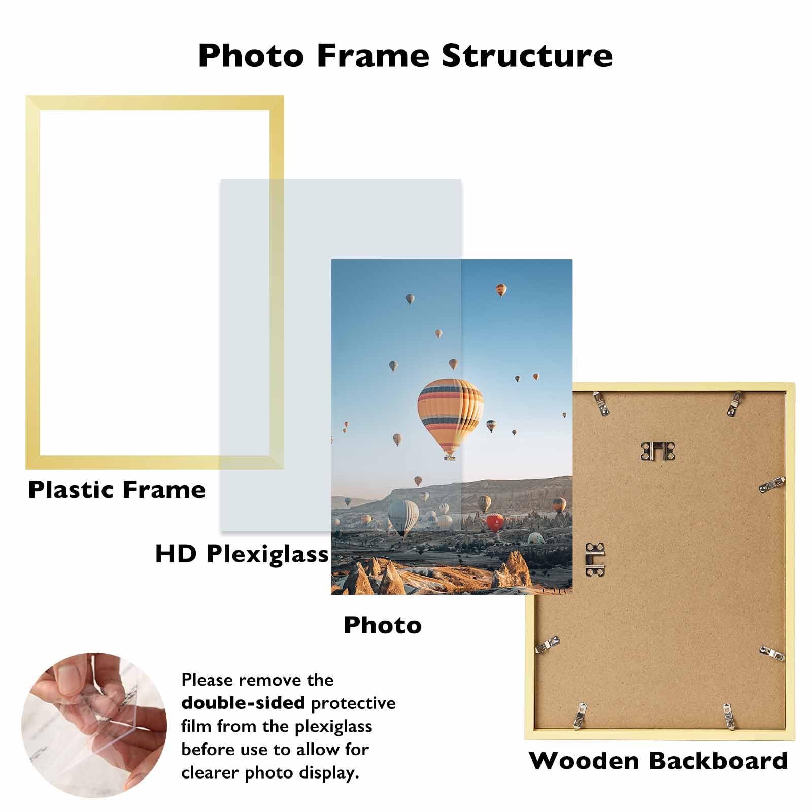 JCJMY 9x14 Picture Frame Gold for Wall Hanging, Wall Mounting Horizontally or Vertically, 9 x 14 Wall Gallery Poster Photo Frame