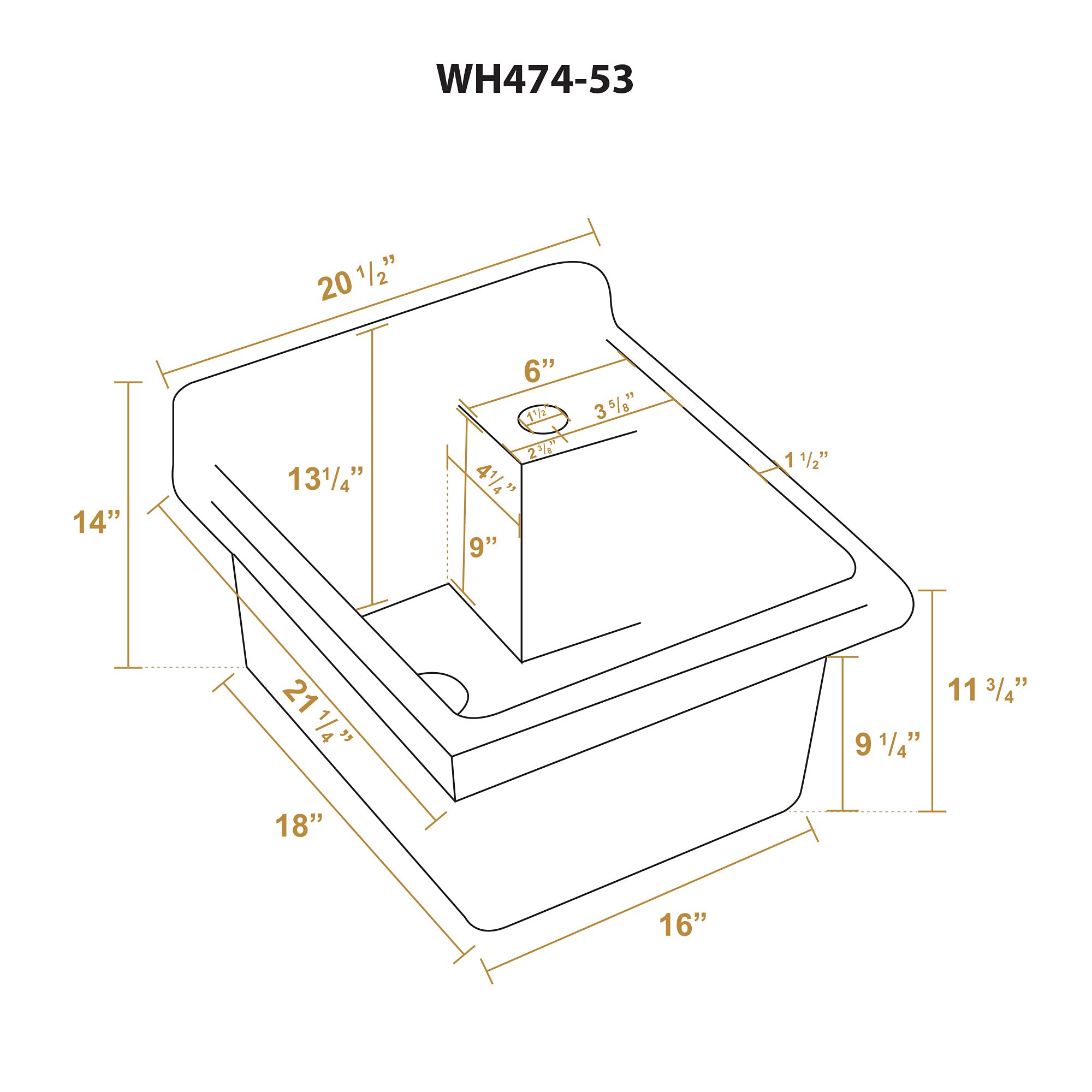Vitreous China Single Bowl Kitchen Drop-In Sink
