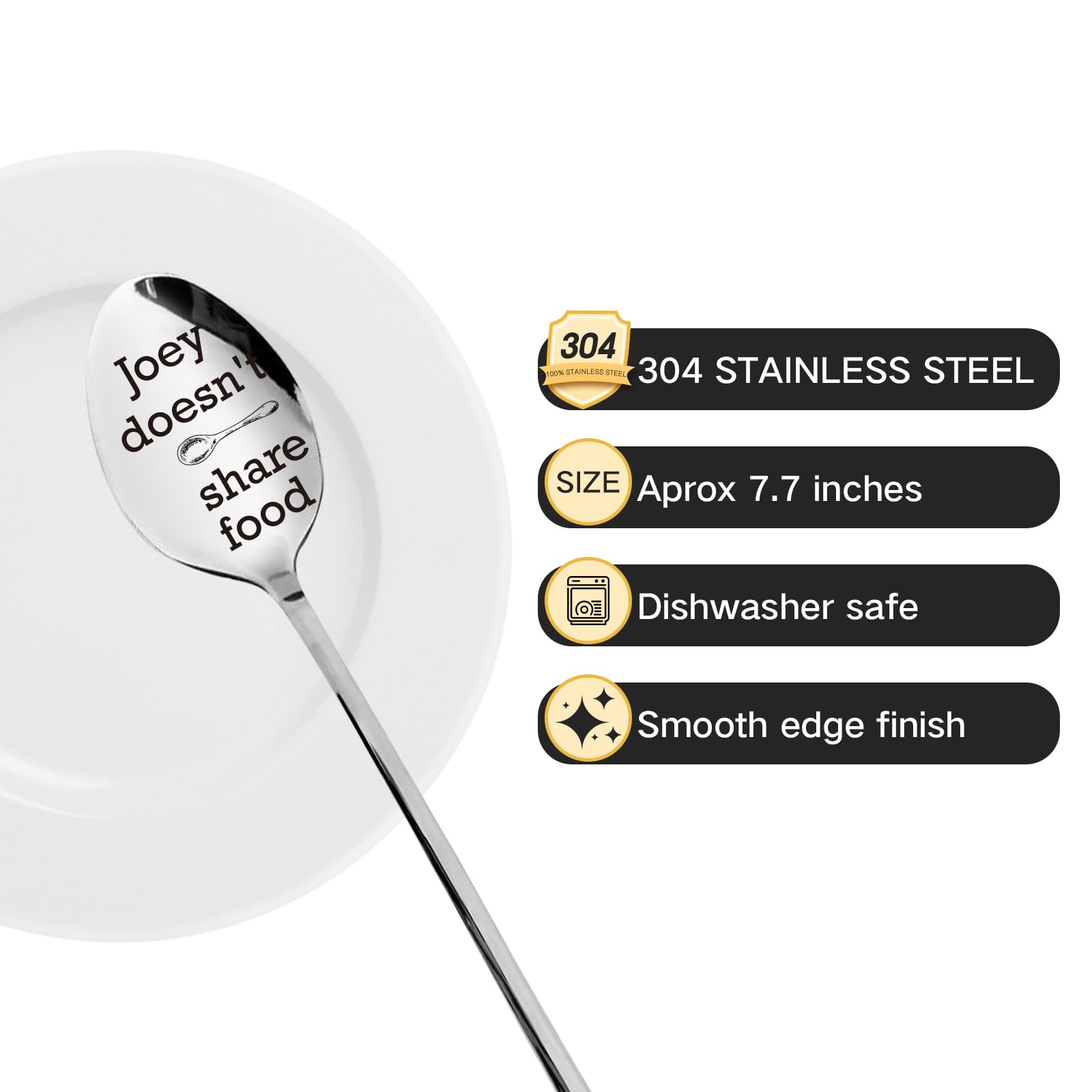 Family Kitchen Joey Doesn'T Share Food - Engraved Spoon For Friend Him And Her Funny Spoon Gifts