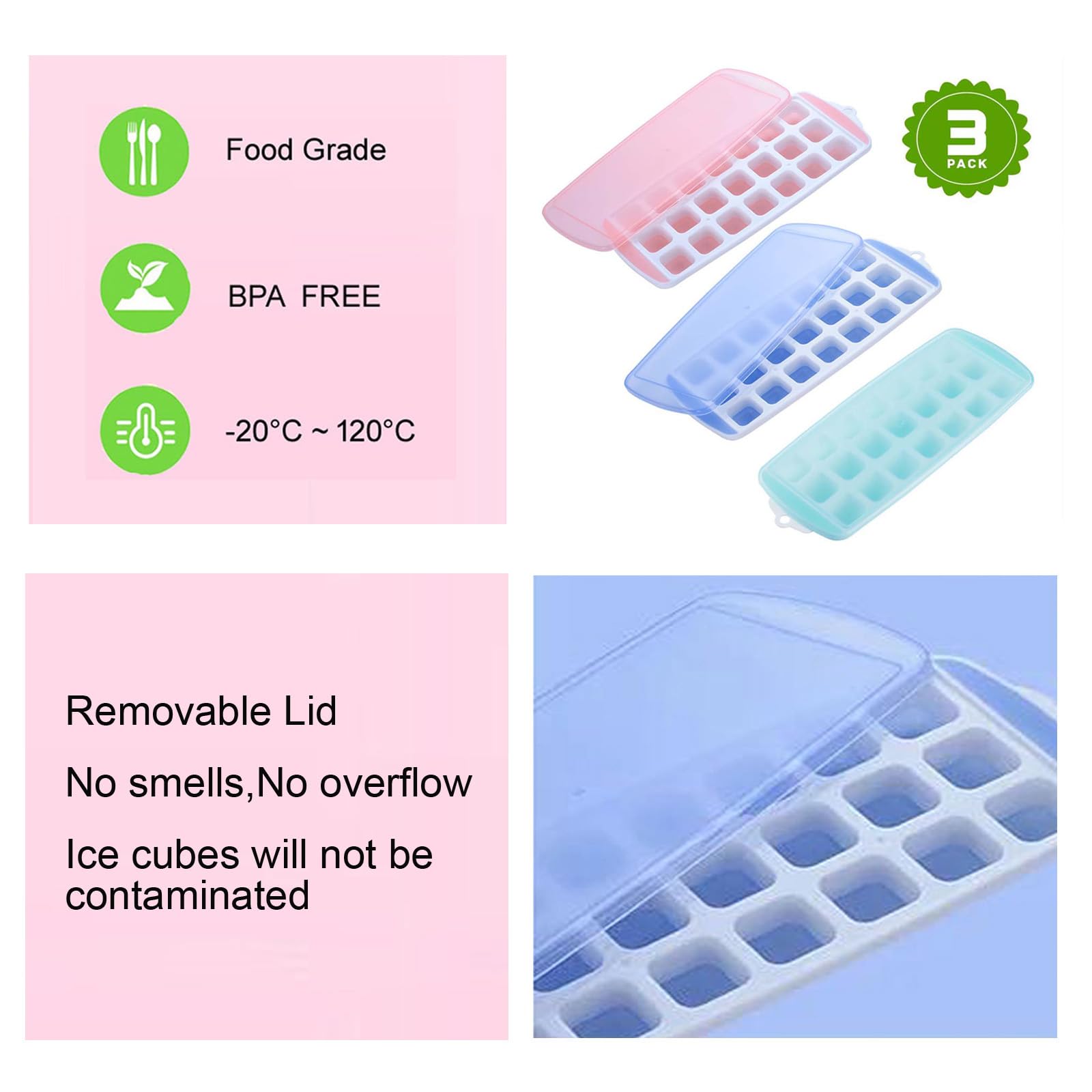 Small Ice Cube Trays With Lid For Freezer,Mini Ice Cube Trays For Freezer With Lid,Silicone Ice Cube Trays,Tiny Ice Cube Trays F