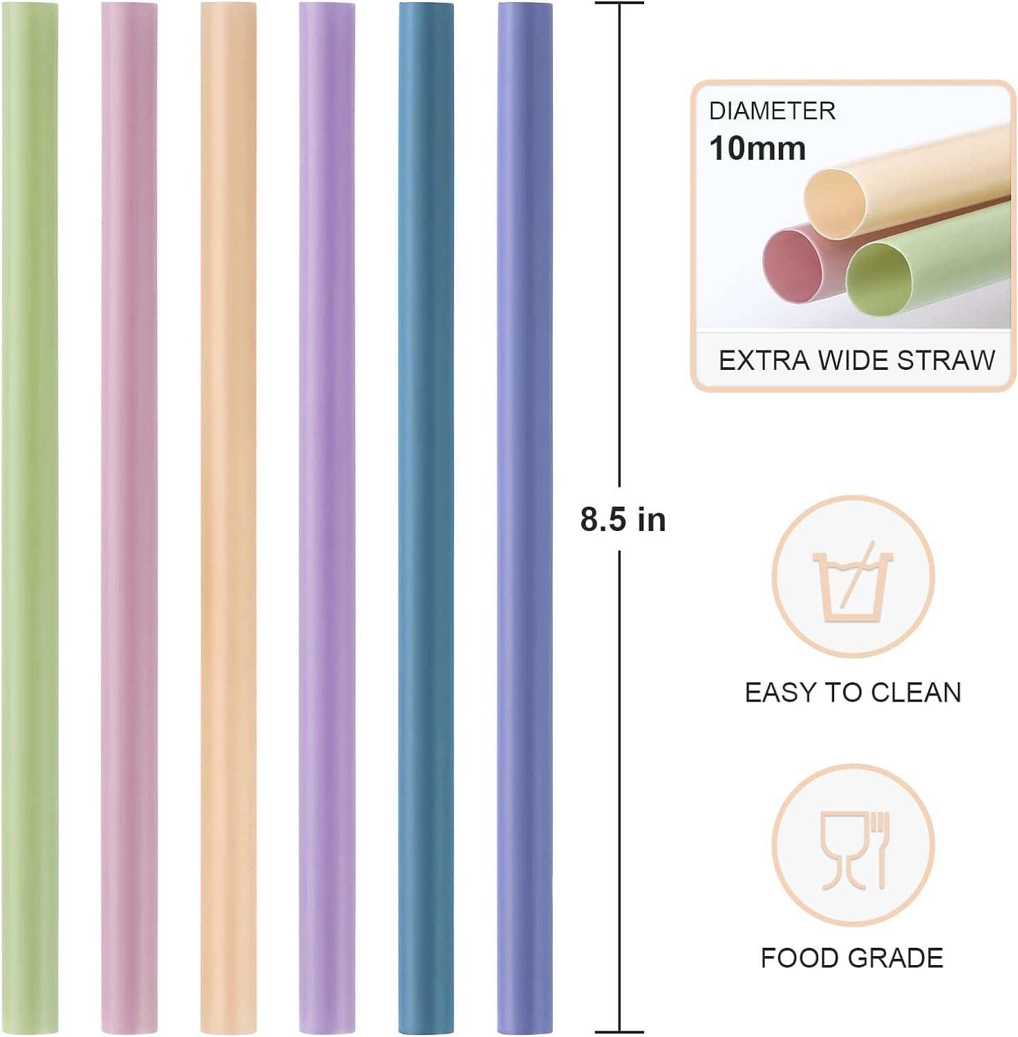 100 Pcs Jumbo Smoothie Straws, Disposable Wide Plastic Drinking Straws, Colorful Plastic Straws For Milkshakes, Smoothies, Boba,