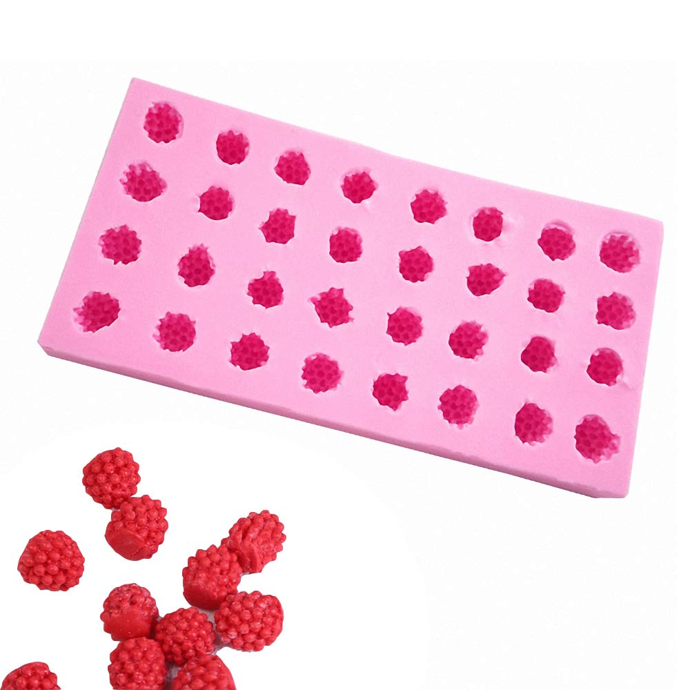 Fewo 32-Cavity 3D Raspberry Silicone Mold For Fondant Chocolate Candy Gum Paste Polymer Clay Resin Kitchen Baking Sugar Craft Ca